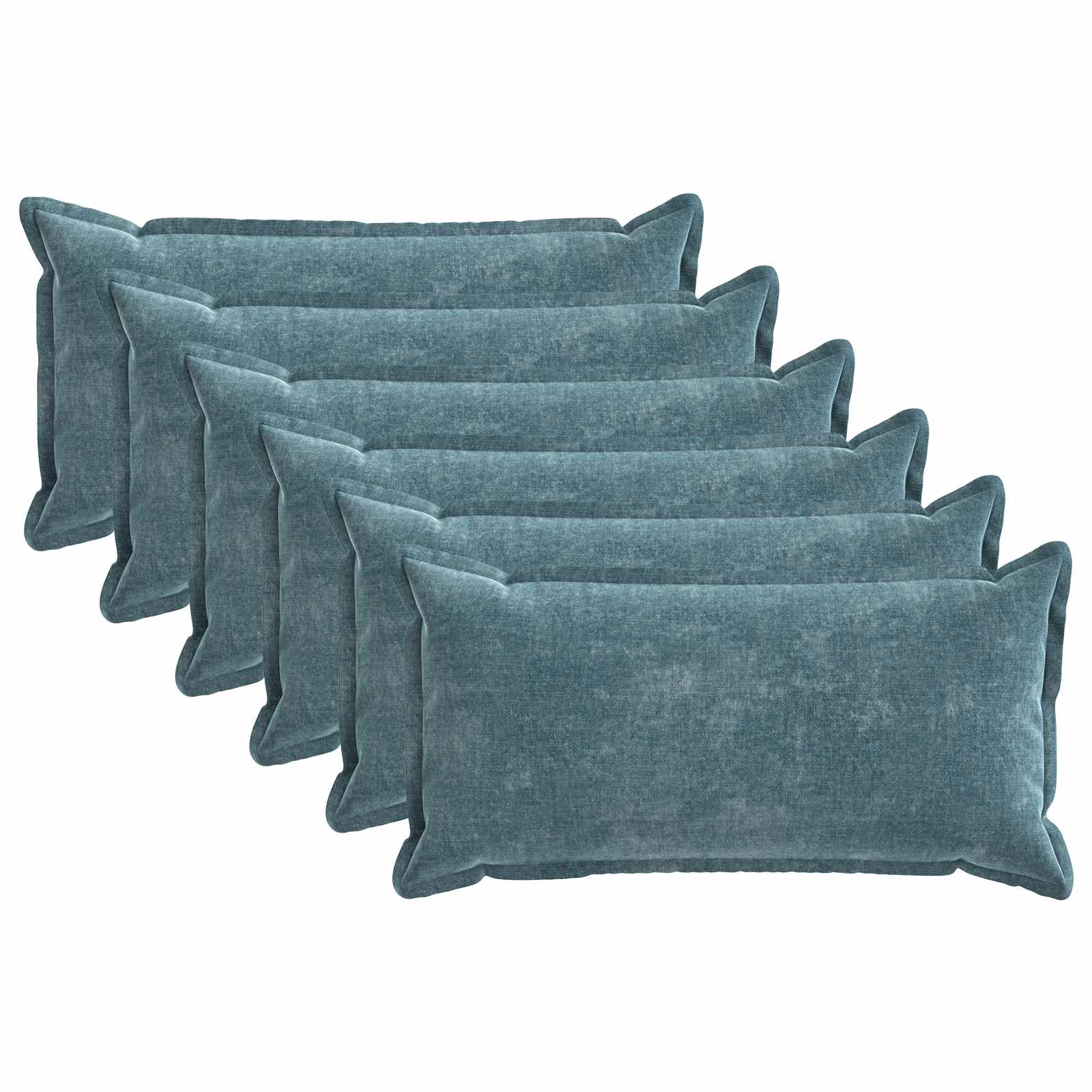Κάλυμμα Μαξιλαριού 6 pcs HOUTEN Μπλε 40 x 70 cm Ύφασμα Chenille - Pakobazaar