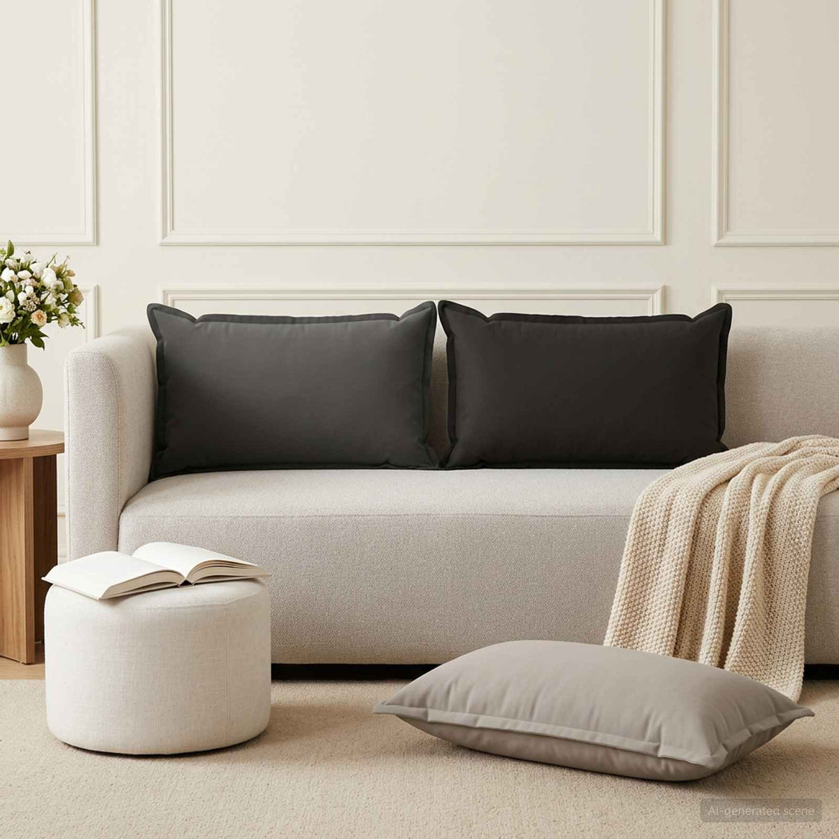 Μαξιλάρι με μαξιλάρι HOUTEN 2 τμχ. Ανθρακί Πολυεστέρας