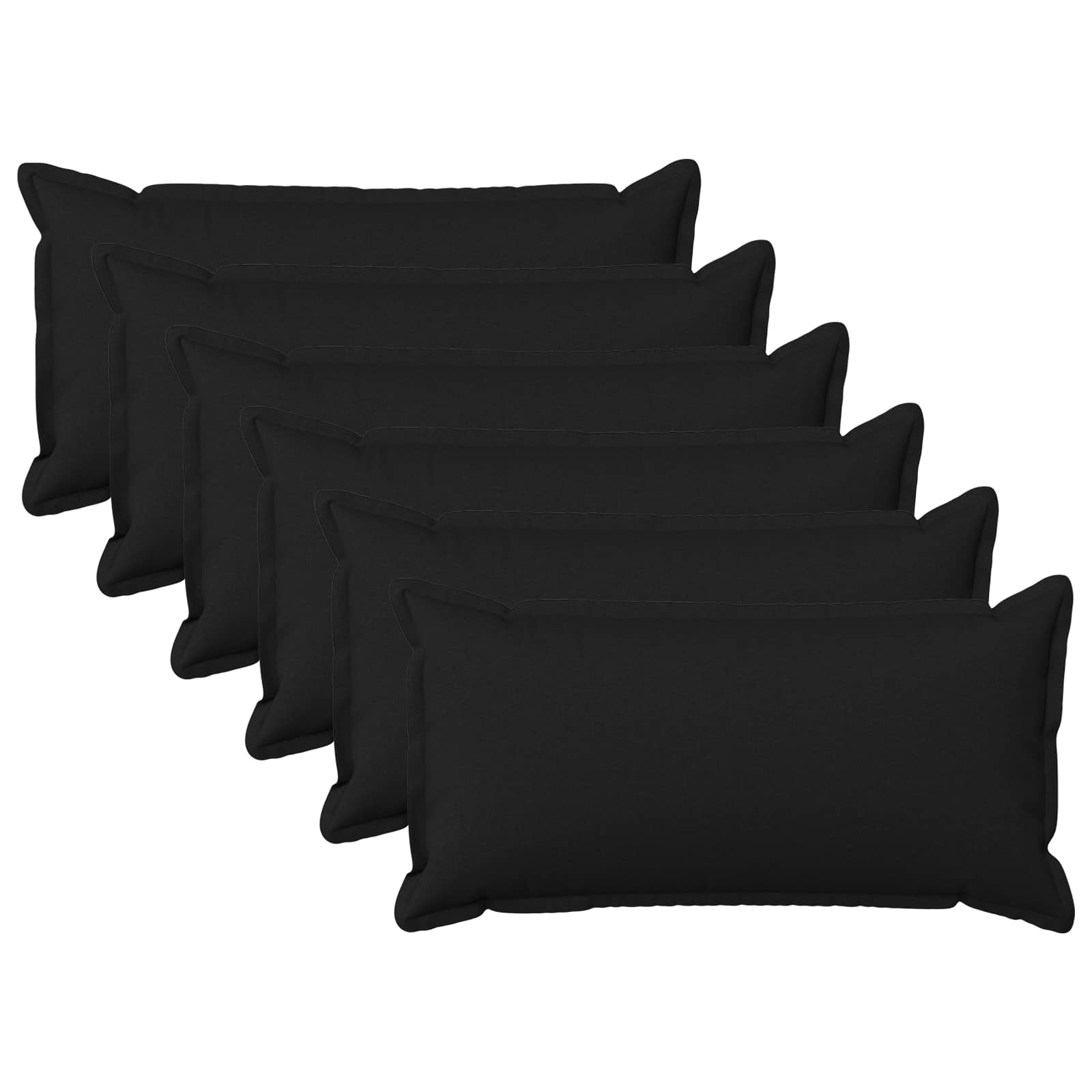 Κάλυμμα Μαξιλαριού 6 τμχ. HOUTEN Μαύρο 40 x 80 cm Ψεύτικο Λινό - Pakobazaar