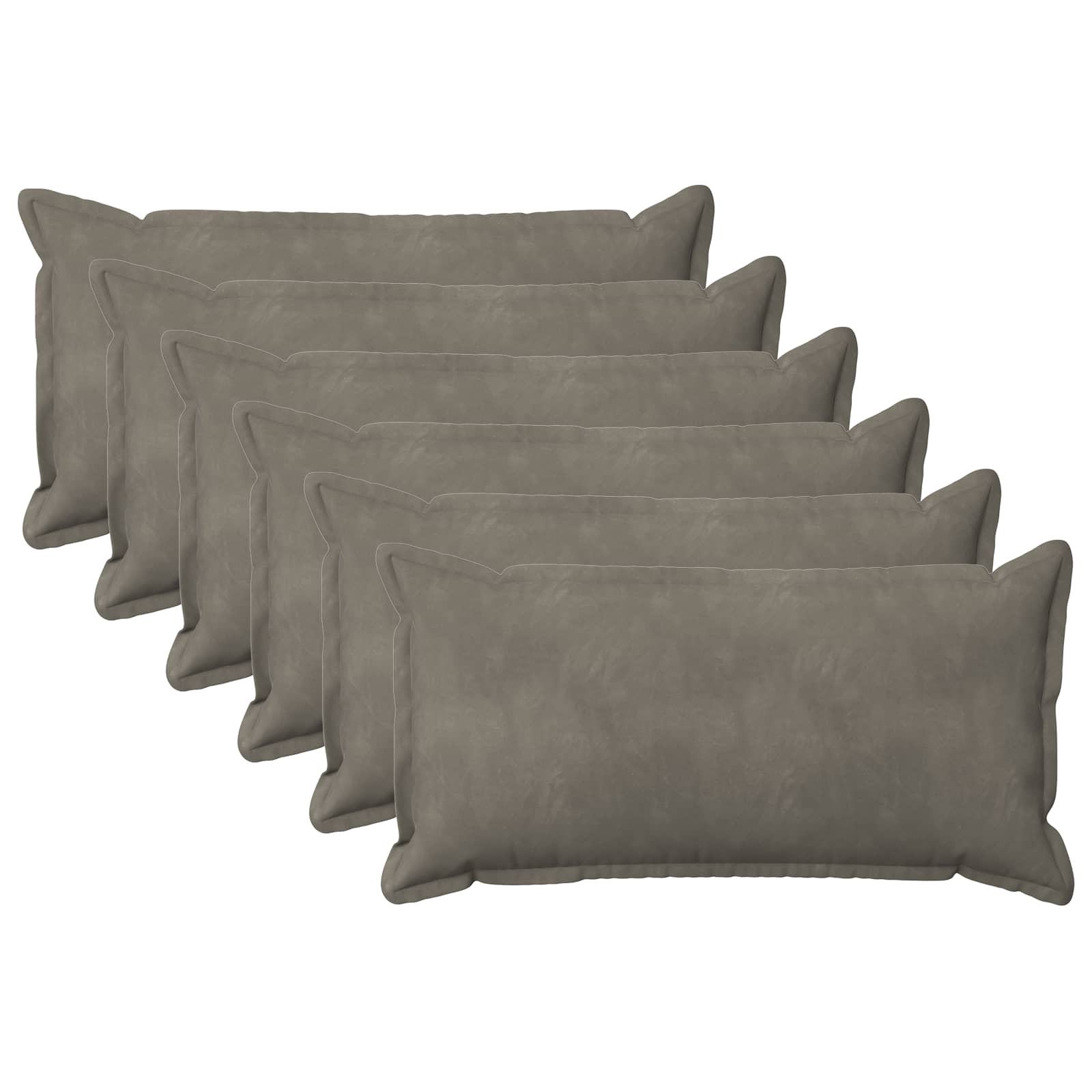 Κάλυμμα Μαξιλαριού 6 pcs HOUTEN Ανοιχτό γκρι 40 x 80 cm Βελούδο - Pakobazaar