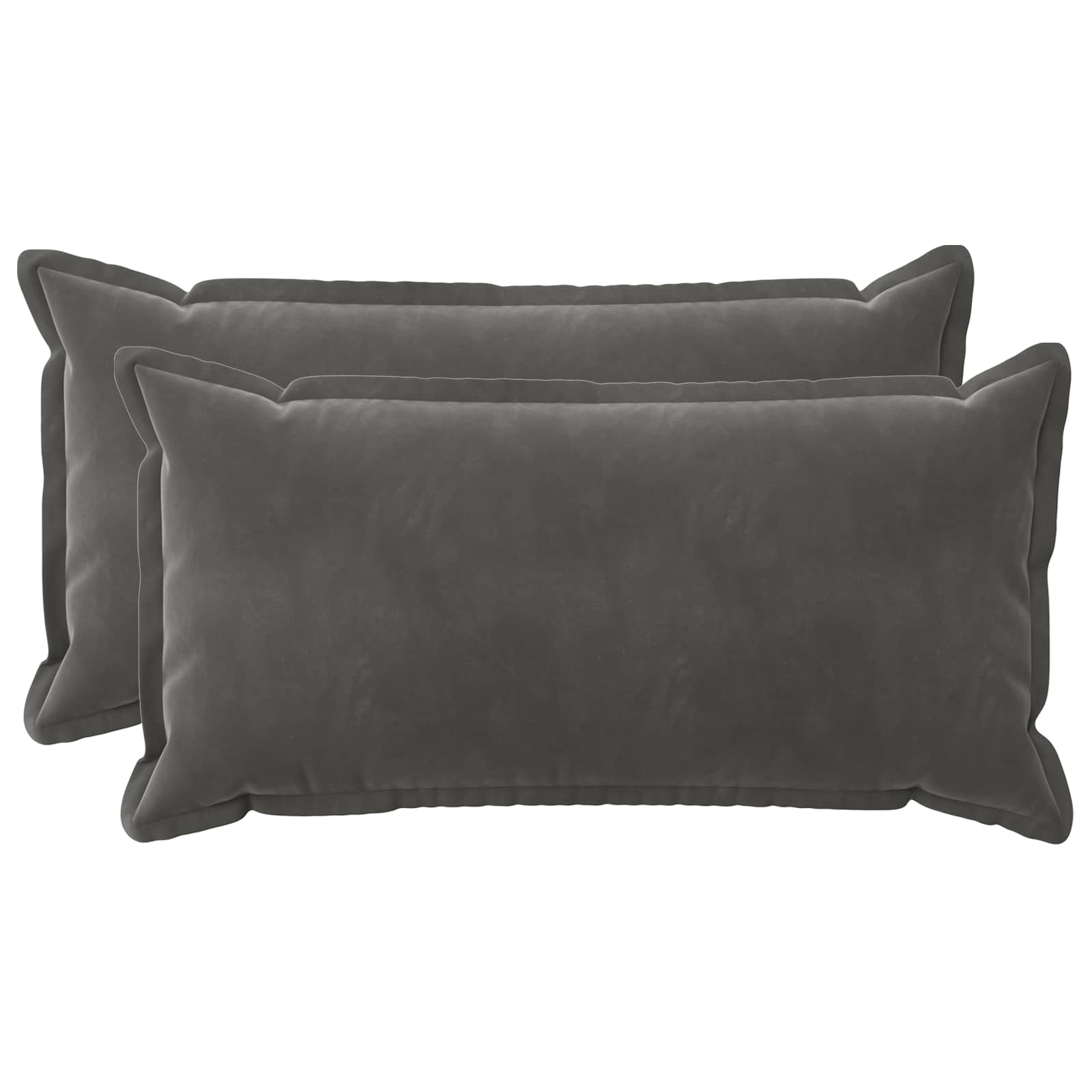 Κάλυμμα Μαξιλαριού 2 pcs HOUTEN Σκούρο Γκρι 40 x 80 cm Βελούδο