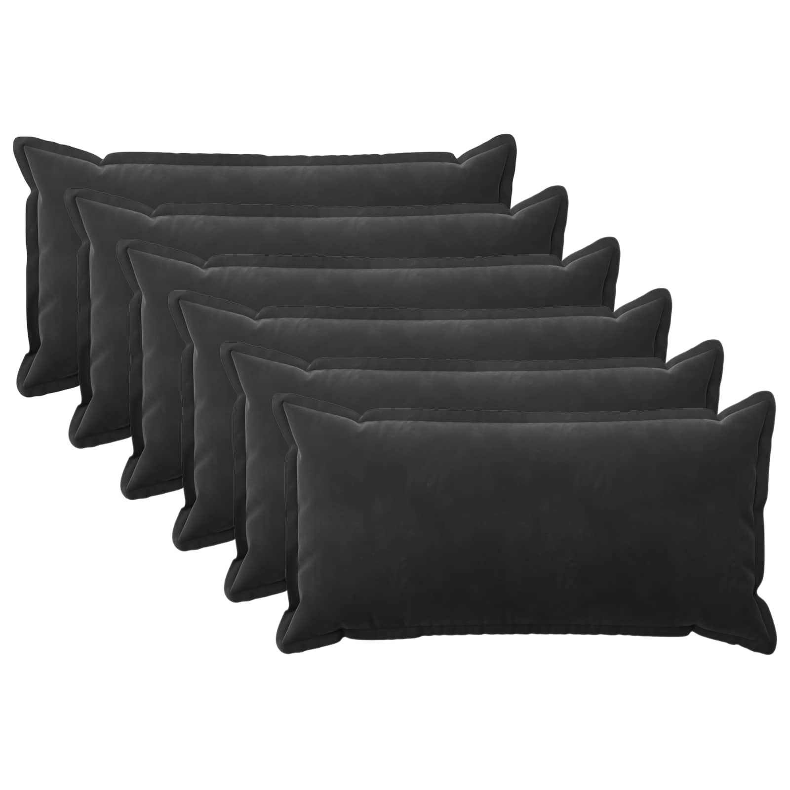 Κάλυμμα Μαξιλαριού 6 pcs HOUTEN Μαύρο 40 x 80 cm Βελούδο