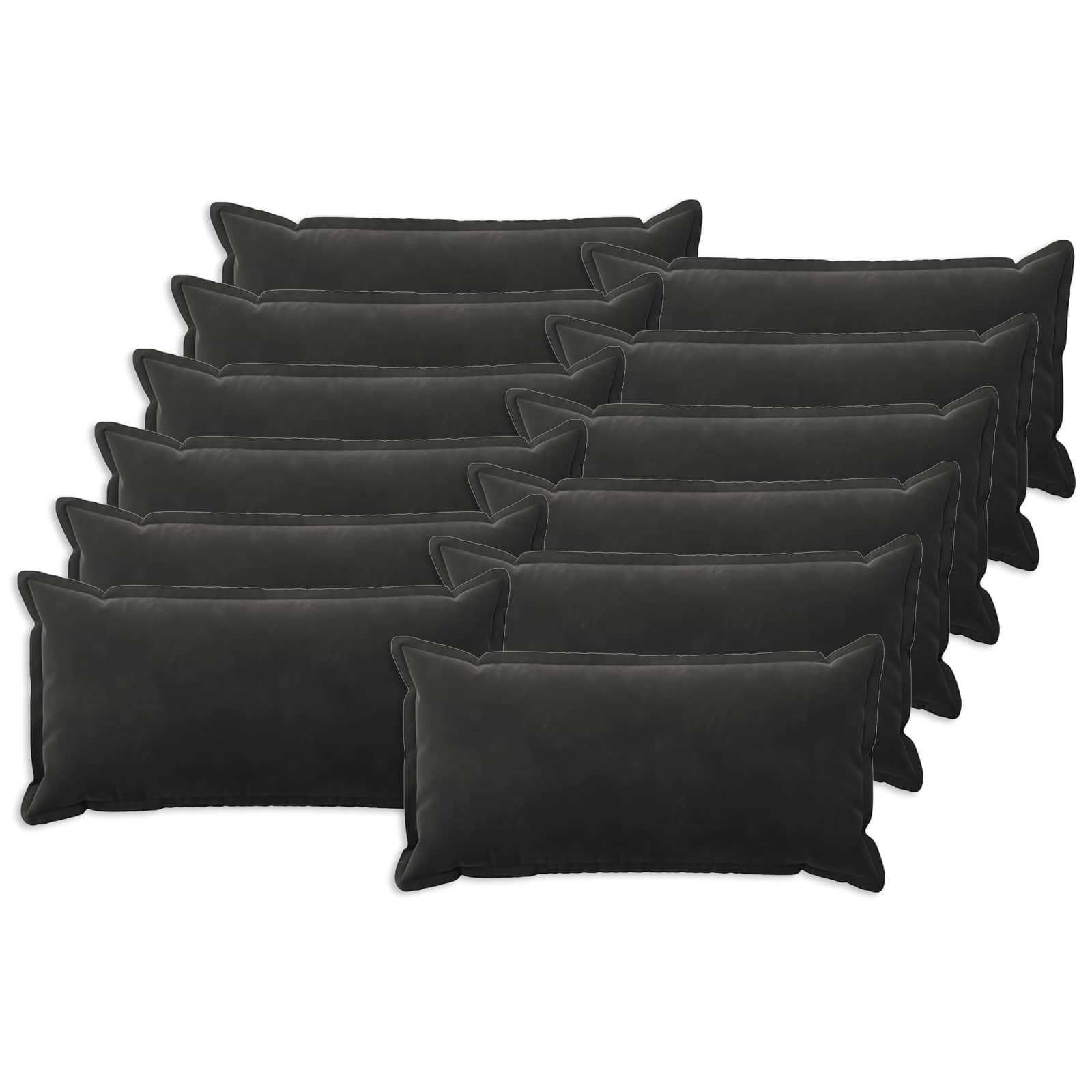 Κάλυμμα Μαξιλαριού 12 pcs HOUTEN Μαύρο 40 x 80 cm Βελούδο