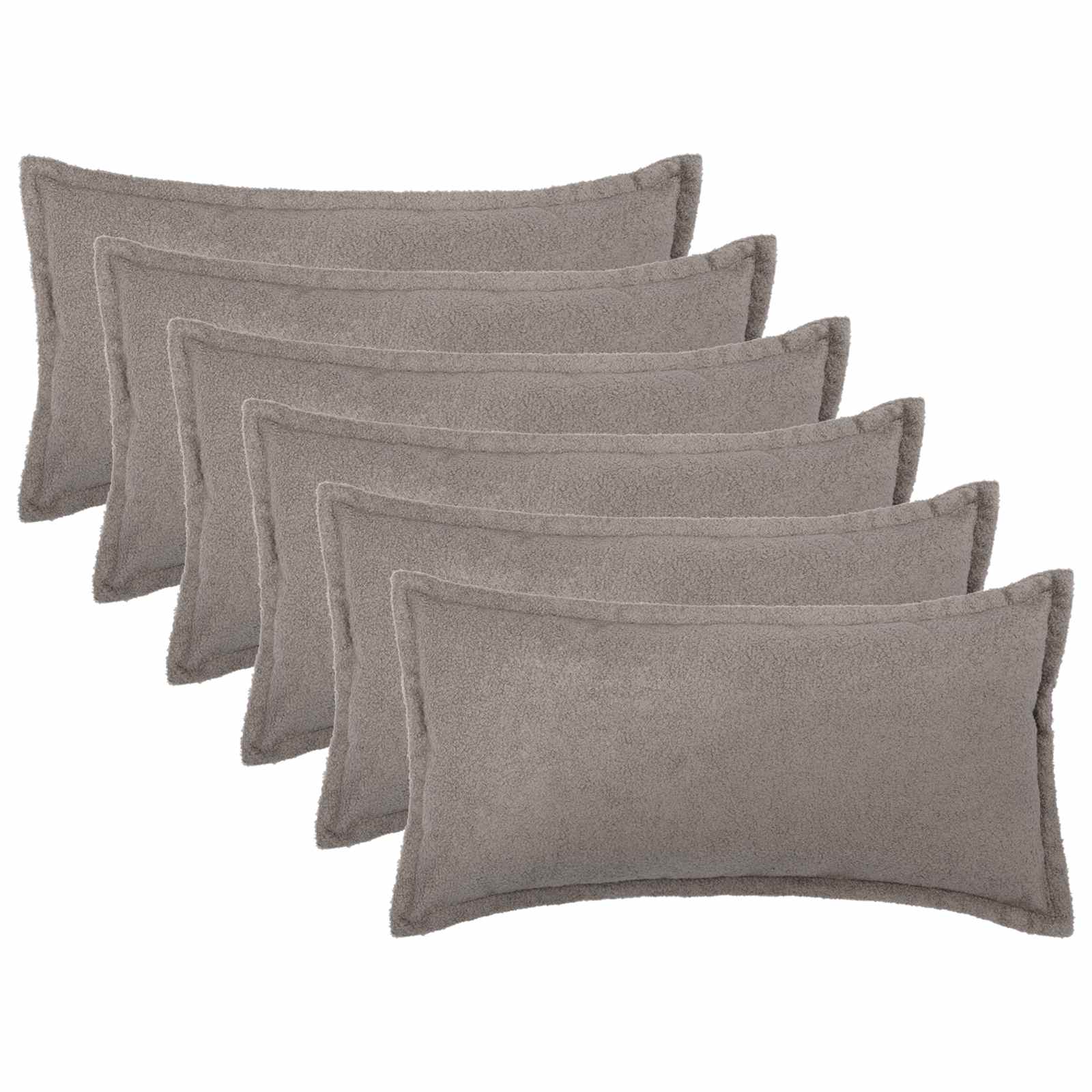 Κάλυμμα Μαξιλαριού 6 pcs HOUTEN Ανοιχτό γκρι 40 x 80 cm Μπουκλέ