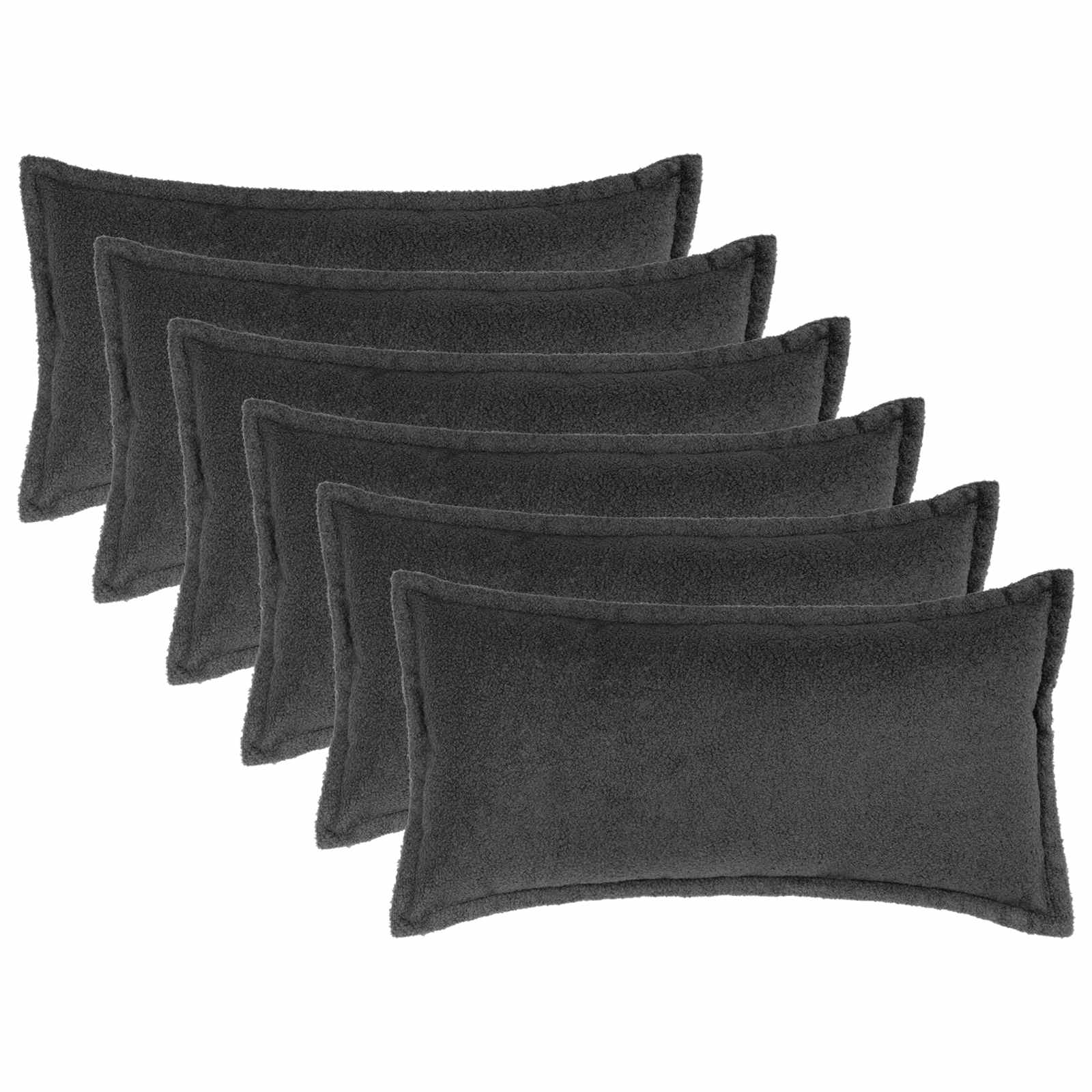 Κάλυμμα Μαξιλαριού 6 pcs HOUTEN Σκούρο Γκρι 40 x 80 cm Μπουκλέ