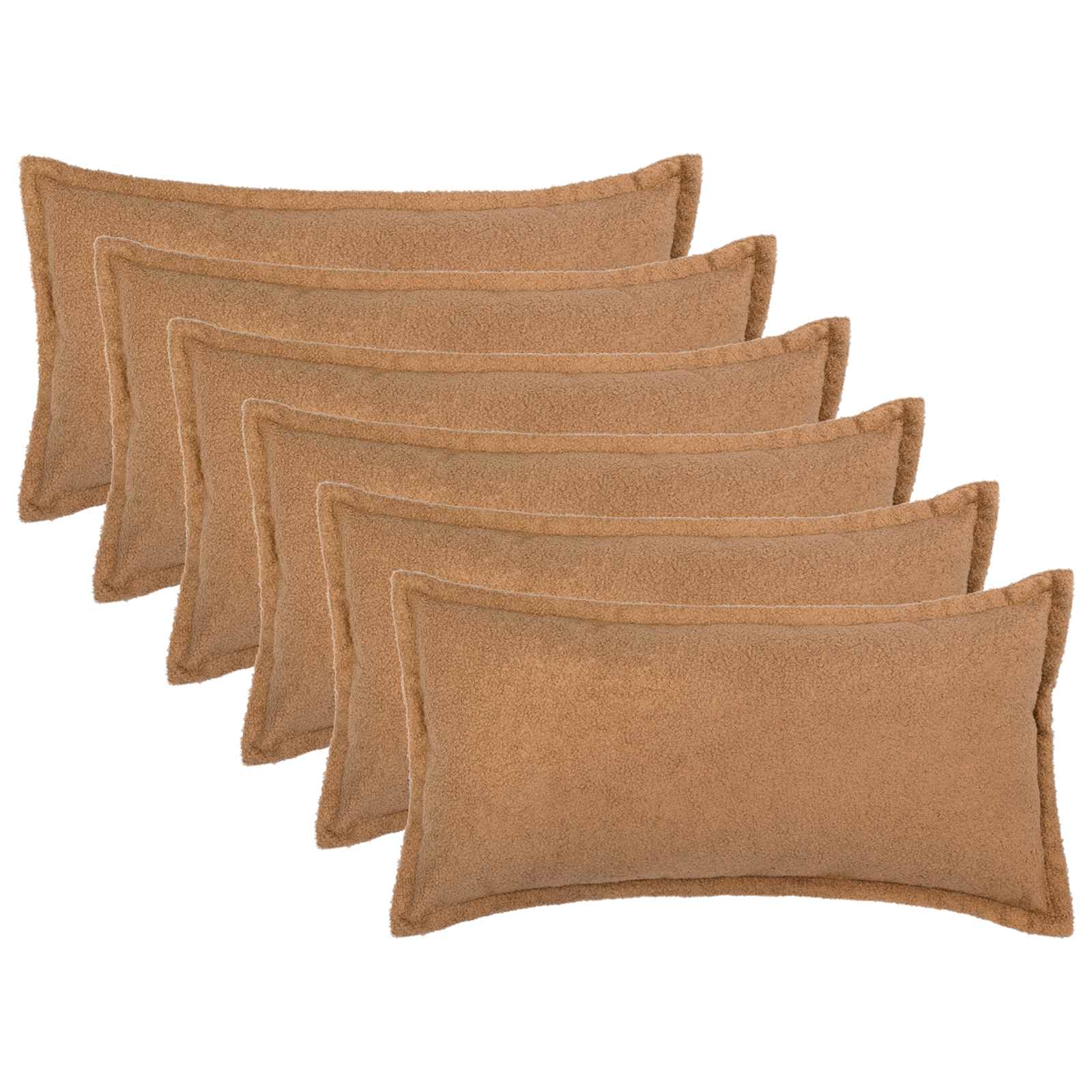 Κάλυμμα Μαξιλαριού 6 pcs HOUTEN Μπεζ 40 x 80 cm Μπουκλέ - Pakobazaar