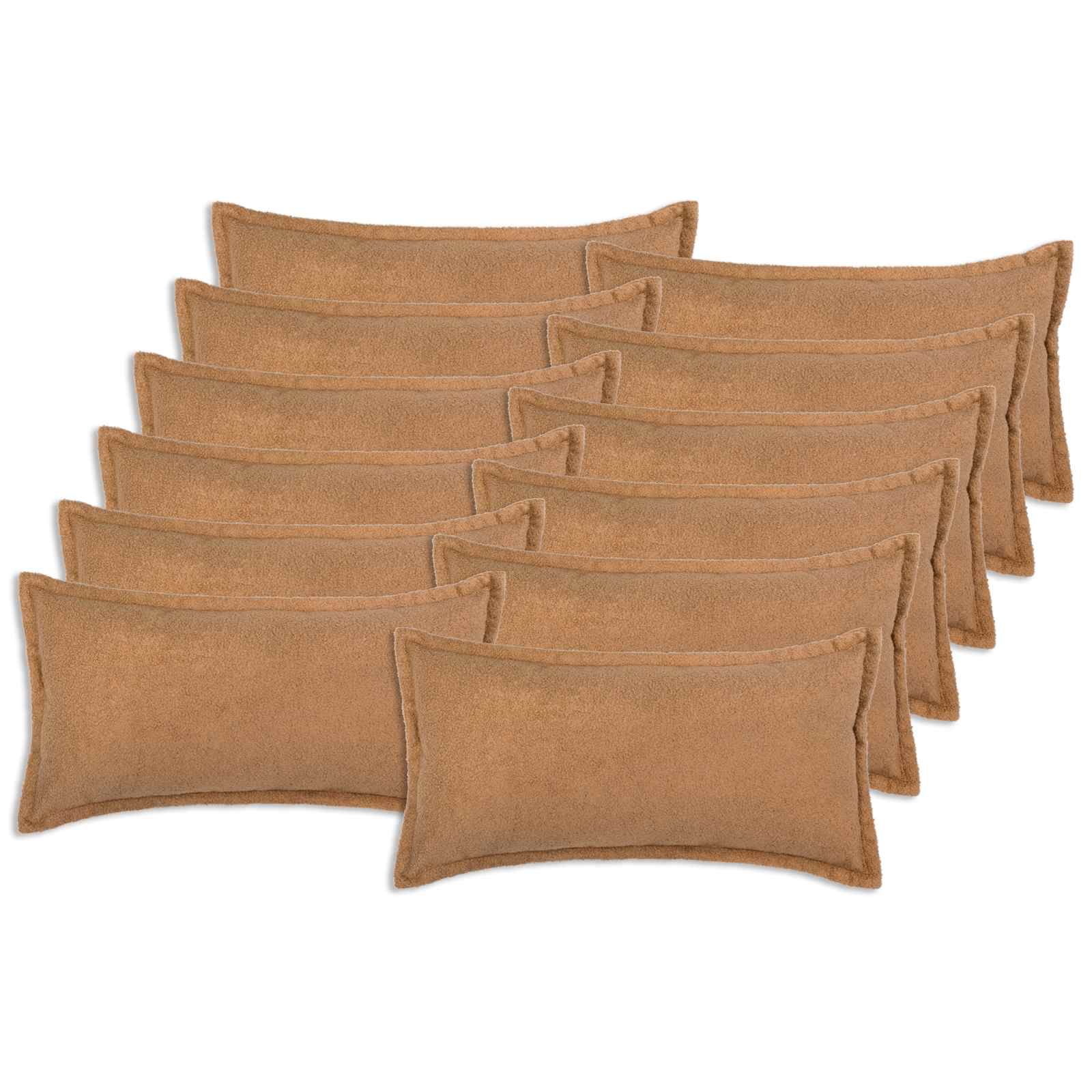 Κάλυμμα Μαξιλαριού 12 pcs HOUTEN Μπεζ 40 x 80 cm Μπουκλέ - Pakobazaar