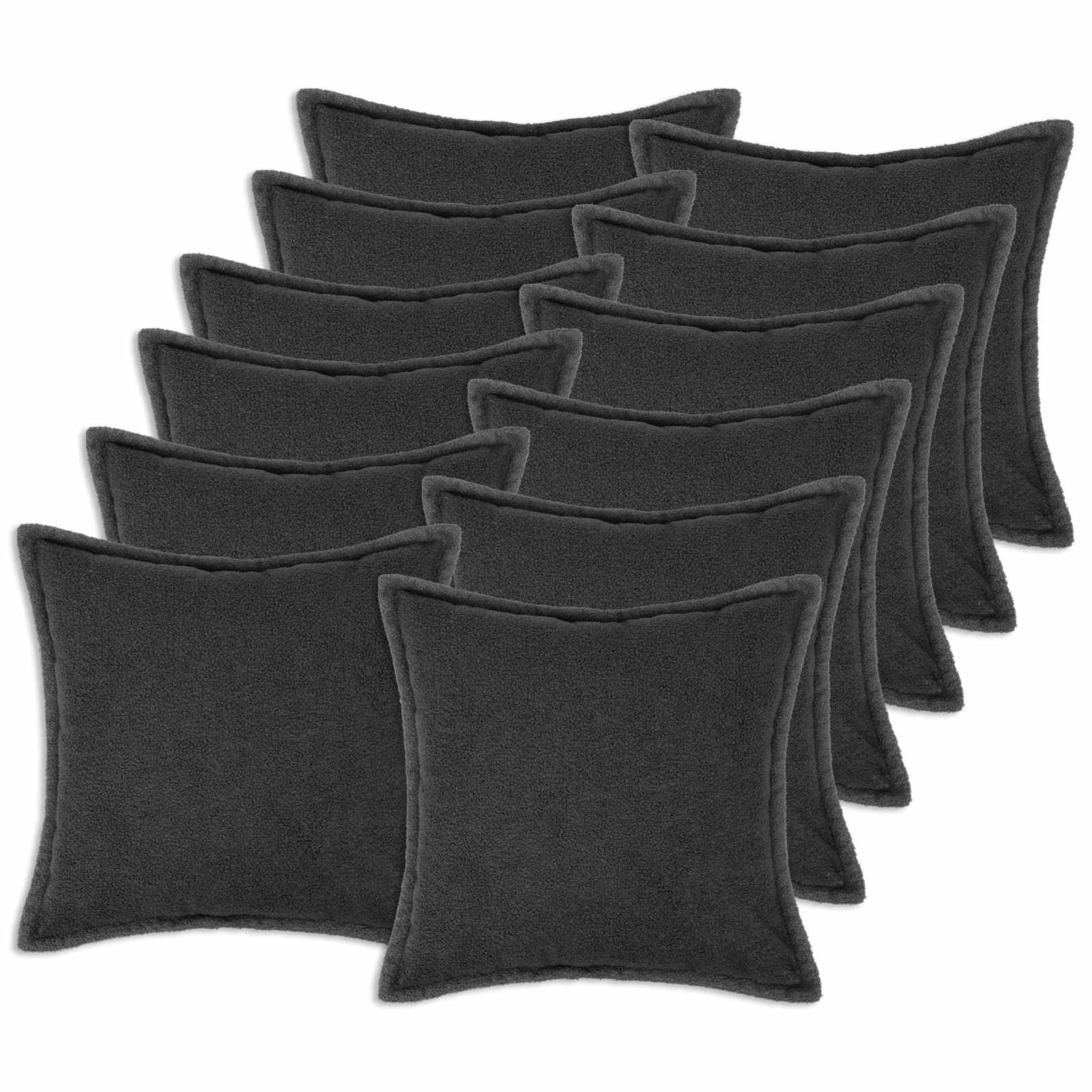 Κάλυμμα Μαξιλαριού 12 pcs HOUTEN Σκούρο Γκρι 45 x 45 cm Μπουκλέ - Pakobazaar