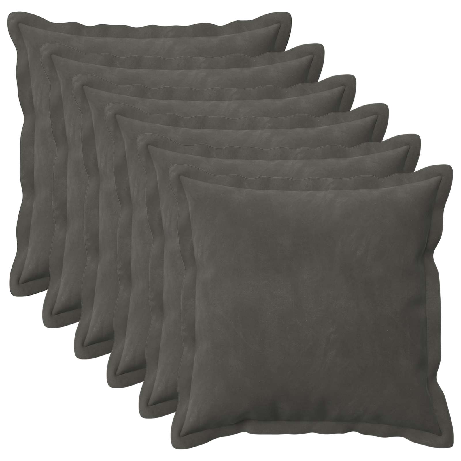 Κάλυμμα Μαξιλαριού 6 pcs HOUTEN Σκούρο Γκρι 50 x 50 cm Βελούδο - Pakobazaar