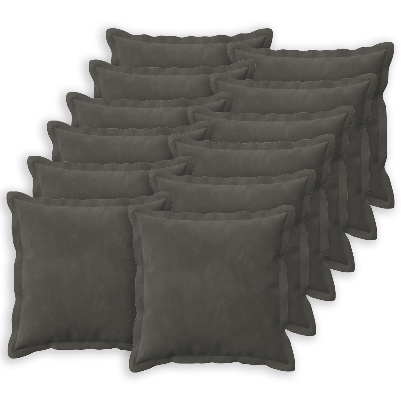 Κάλυμμα Μαξιλαριού 12 pcs HOUTEN Σκούρο Γκρι 50 x 50 cm Βελούδο