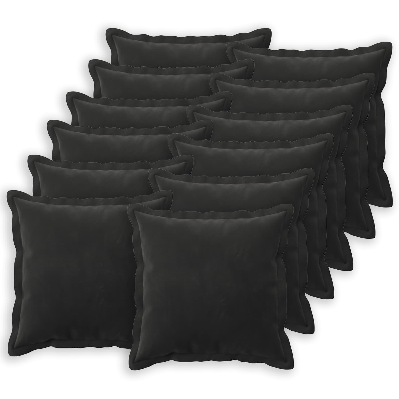 Κάλυμμα Μαξιλαριού 12 pcs HOUTEN Μαύρο 50 x 50 cm Βελούδο