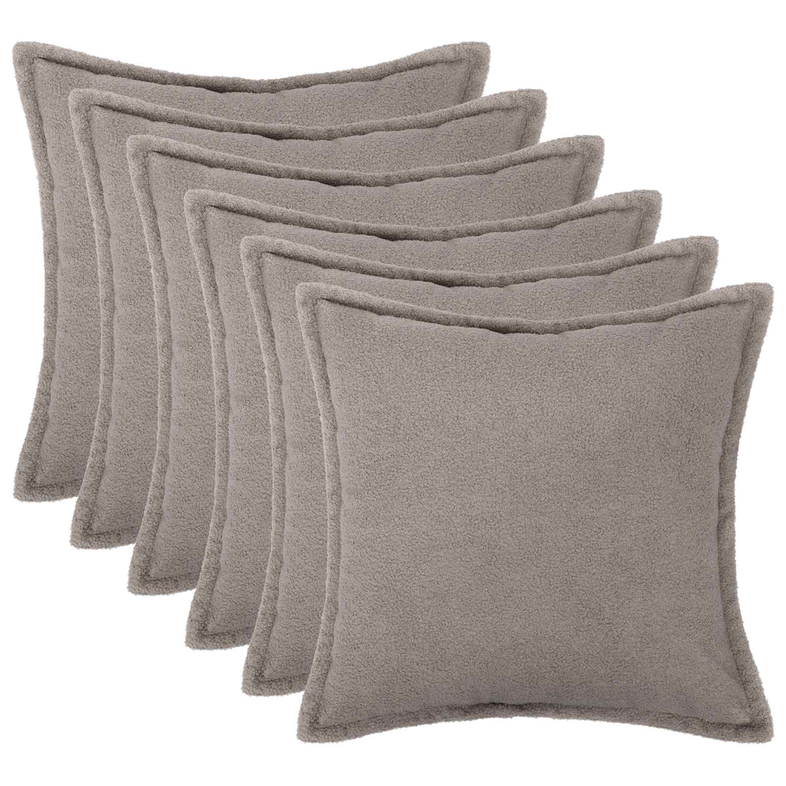 Κάλυμμα Μαξιλαριού 6 pcs HOUTEN Ανοιχτό γκρι 50 x 50 cm Μπουκλέ - Pakobazaar