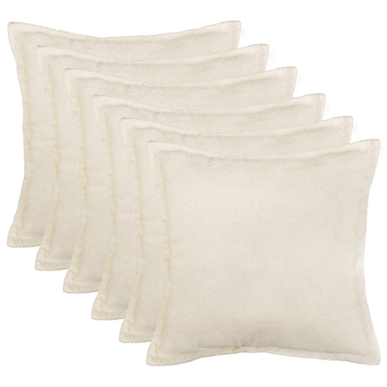 Κάλυμμα Μαξιλαριού 6 pcs HOUTEN Κρεμ 50 x 50 cm Μπουκλέ - Pakobazaar
