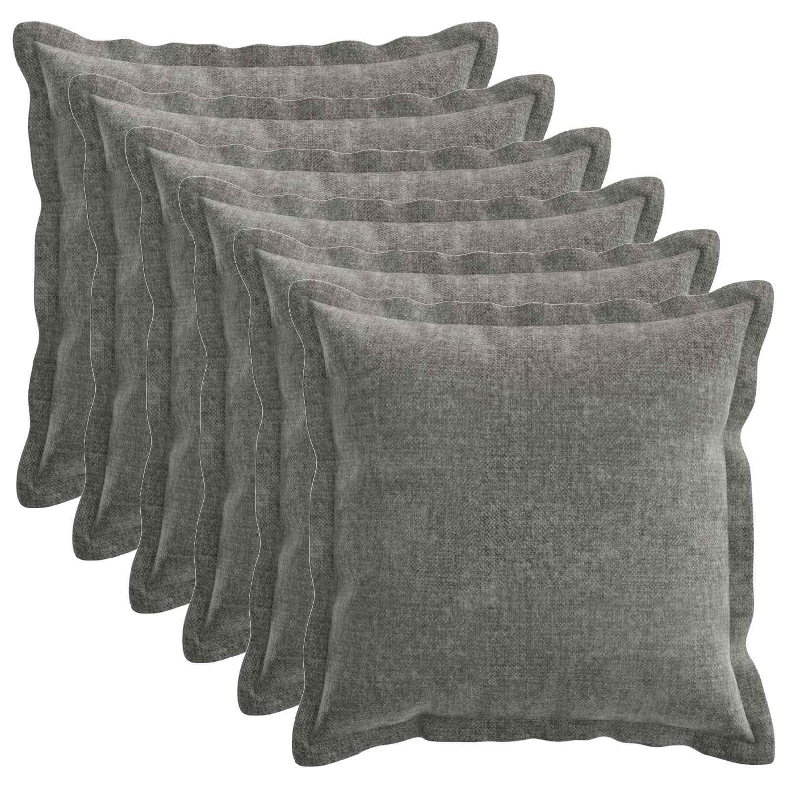 Κάλυμμα Μαξιλαριού 6 pcs HOUTEN Σκούρο Γκρι 50 x 50 cm