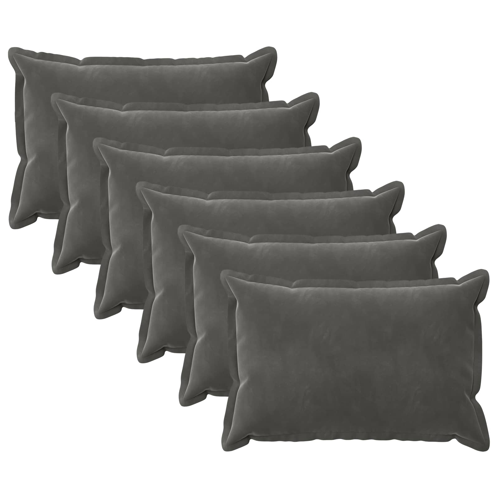 Κάλυμμα Μαξιλαριού 6 pcs HOUTEN Σκούρο Γκρι 50 x 75 cm Βελούδο