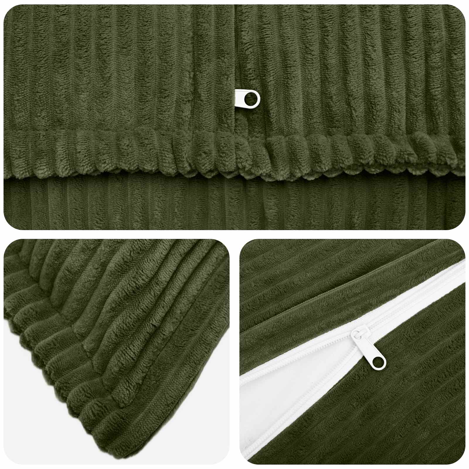 Κάλυμμα Μαξιλαριού 2 τμχ. HOUTEN Πράσινο 50 x 80 cm κορντουρόι