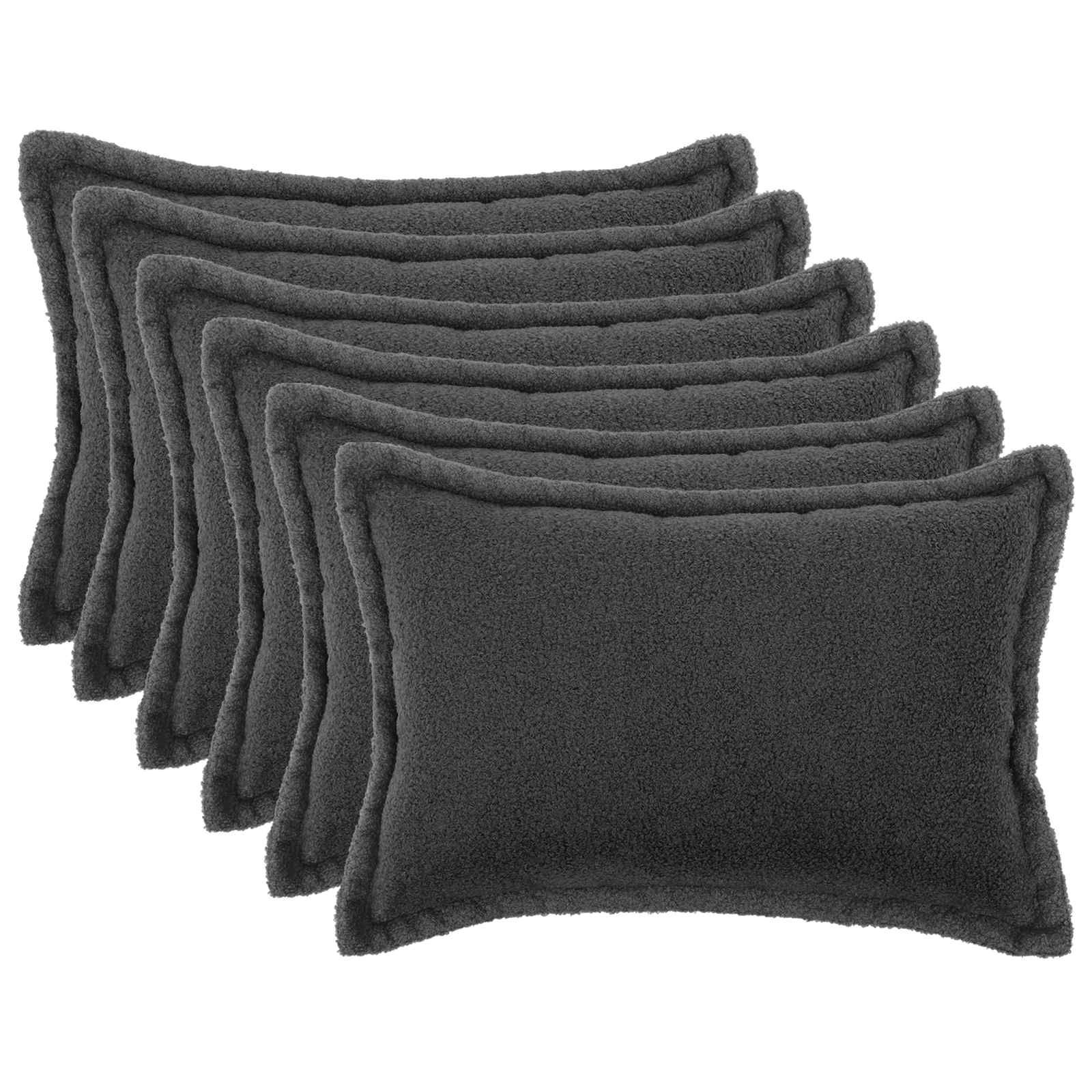 Κάλυμμα Μαξιλαριού 6 pcs HOUTEN Σκούρο Γκρι 50 x 80 cm Μπουκλέ - Pakobazaar