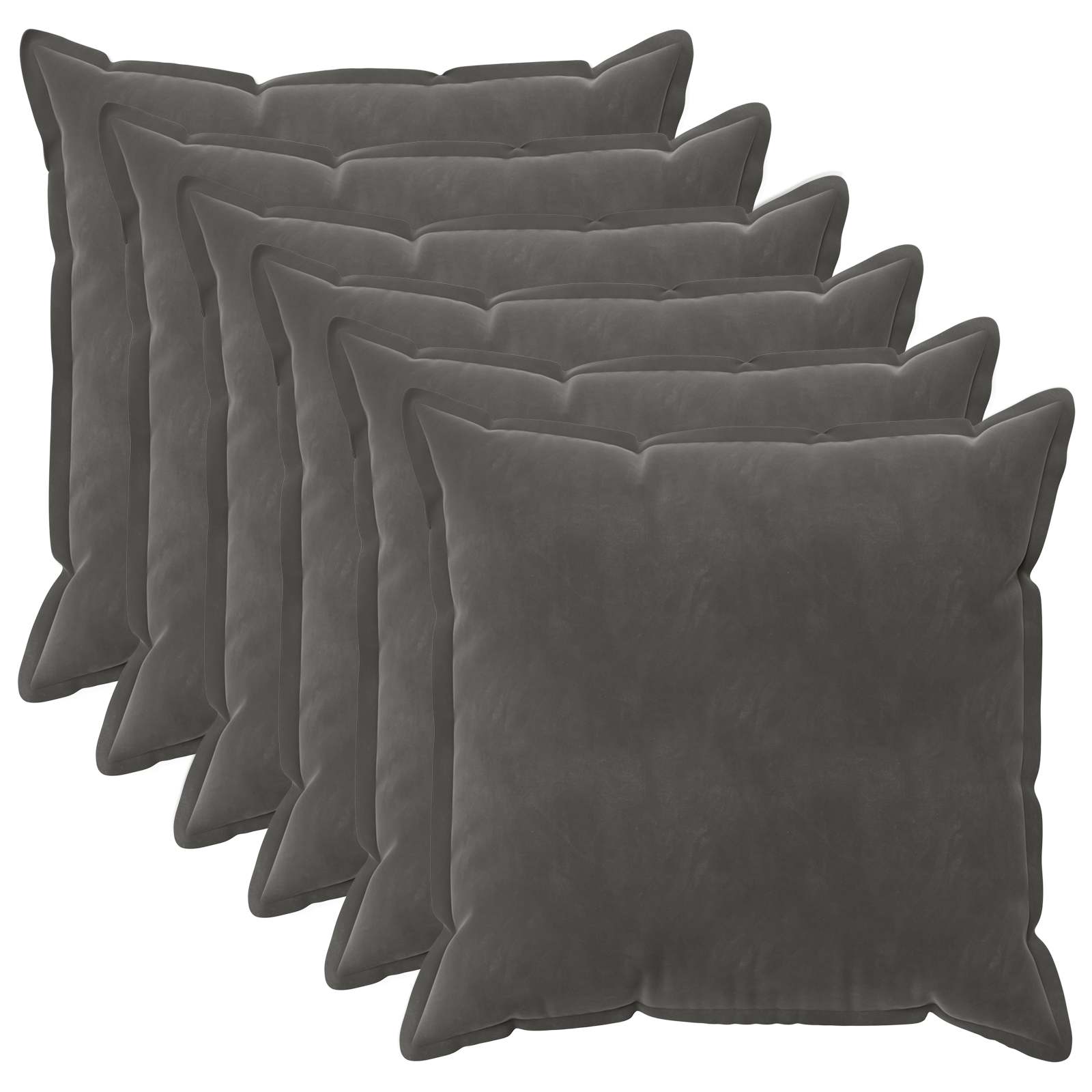 Κάλυμμα Μαξιλαριού 6 pcs HOUTEN Σκούρο Γκρι 55 x 55 εκ Βελούδο