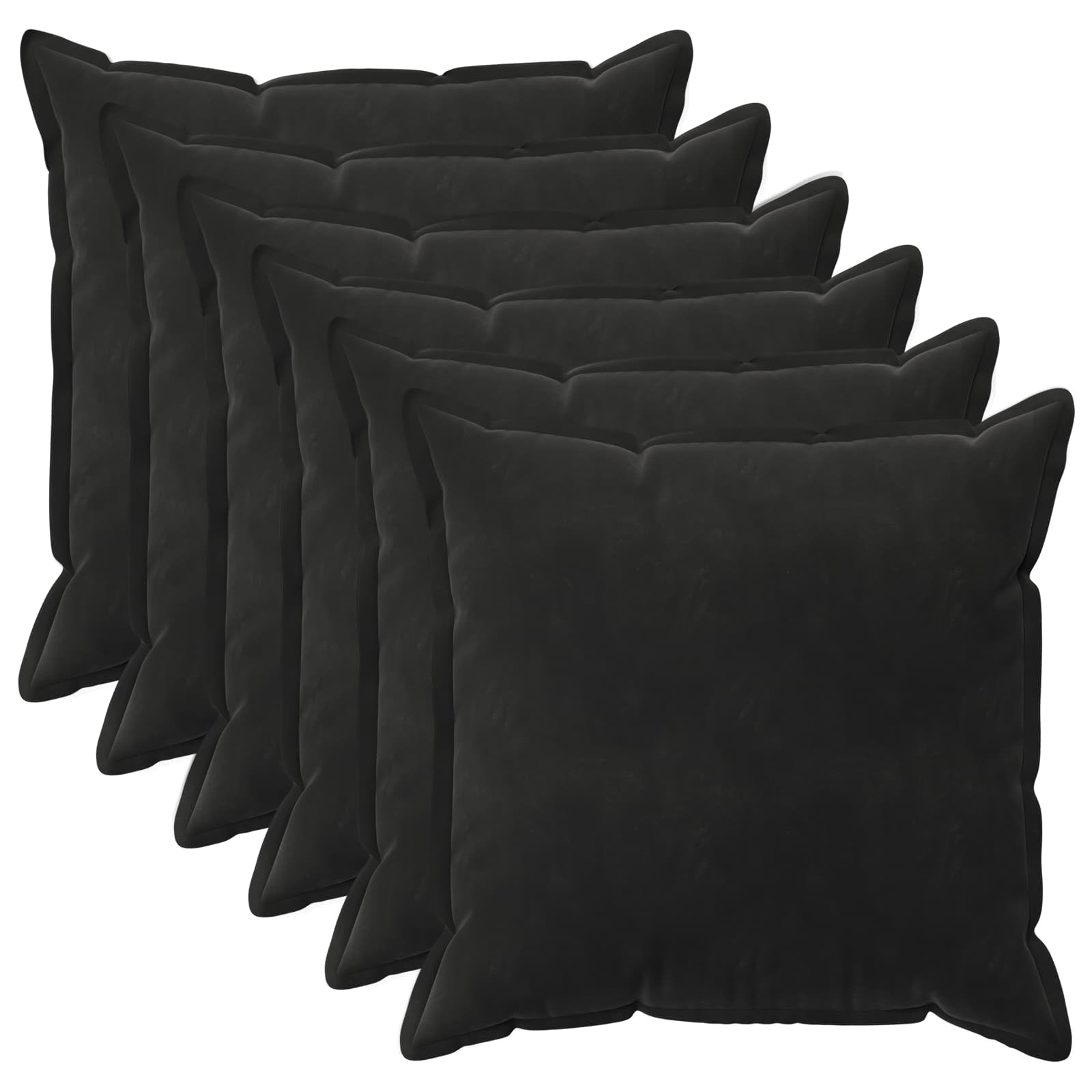 Κάλυμμα Μαξιλαριού 6 pcs HOUTEN Μαύρο 55 x 55 εκ Βελούδο