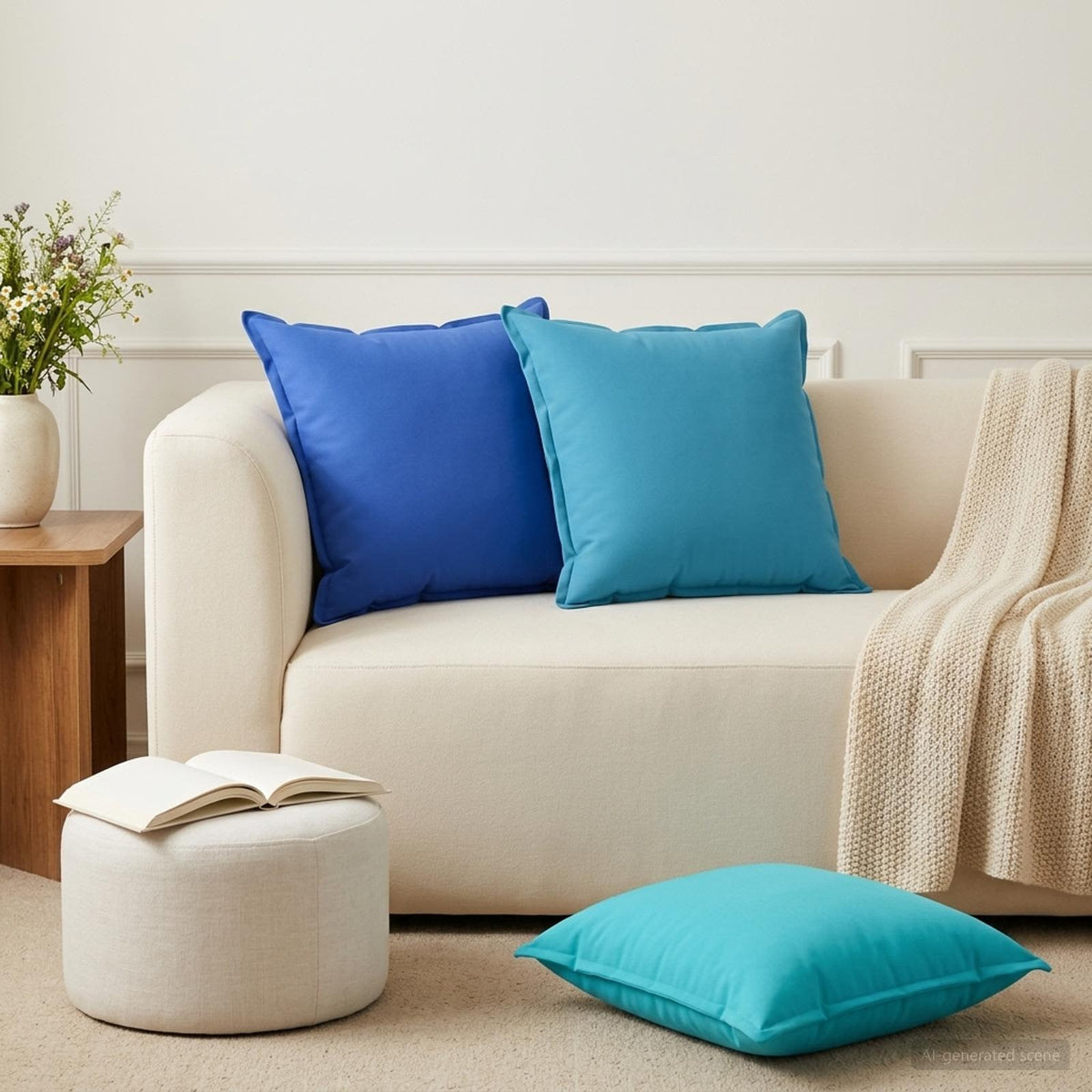 Μαξιλάρι 2 τμχ. HOUTEN Βασιλικό Μπλε 60 x 60 cm Πολυεστέρας