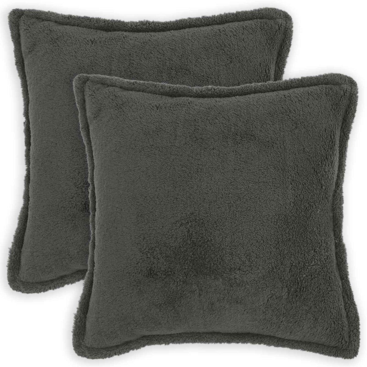 Κάλυμμα Μαξιλαριού 2 pcs HOUTEN Σκούρο Γκρι 55 x 55 εκ Μπουκλέ - Pakobazaar