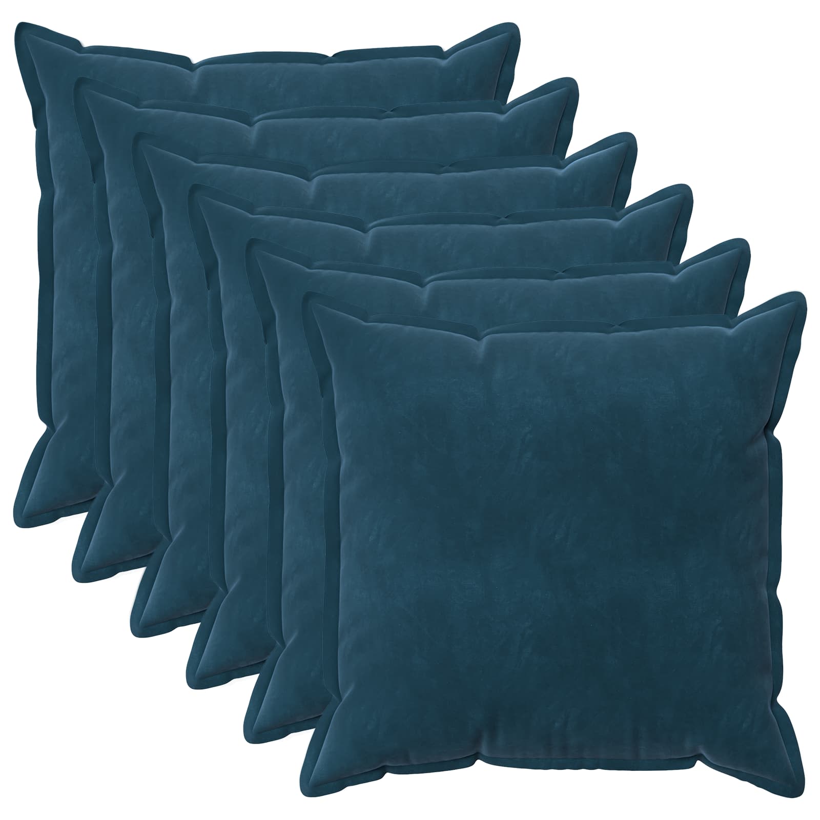 Κάλυμμα Μαξιλαριού 6 pcs HOUTEN Μπλε 60 x 60 cm Βελούδο - Pakobazaar