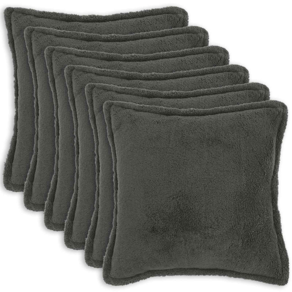 Κάλυμμα Μαξιλαριού 6 pcs HOUTEN Σκούρο Γκρι 60 x 60 cm Μπουκλέ - Pakobazaar