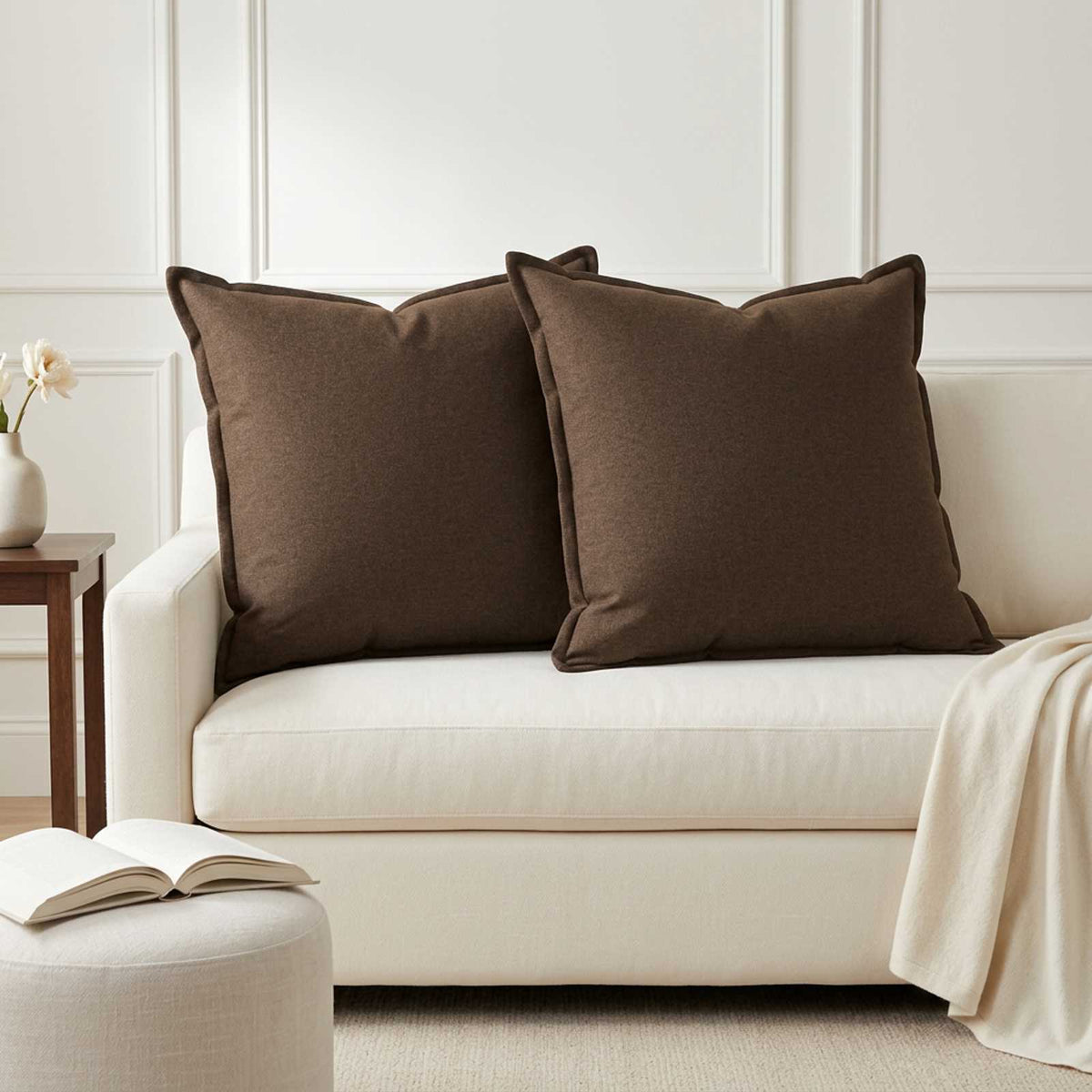 Κάλυμμα Μαξιλαριού 6 τμχ. HOUTEN Taupe 65 x 65 εκ. Ψεύτικο Λινό - Pakobazaar