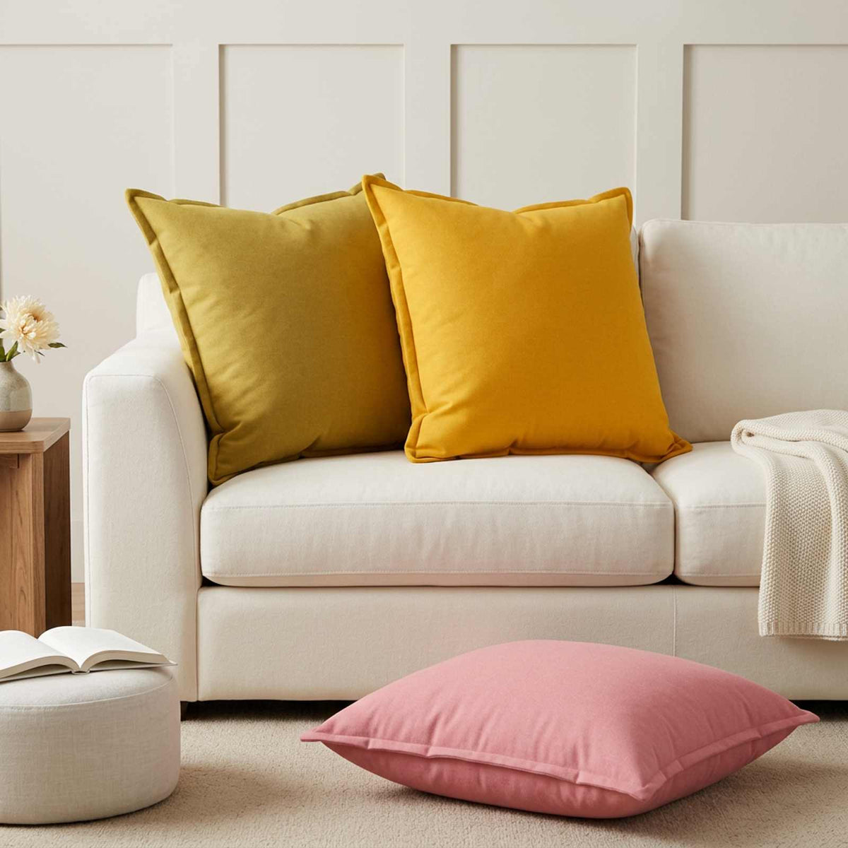 Μαξιλάρι 2 τμχ. HOUTEN Ροζ 70 x 70 cm Ψεύτικο Λινό - Pakobazaar
