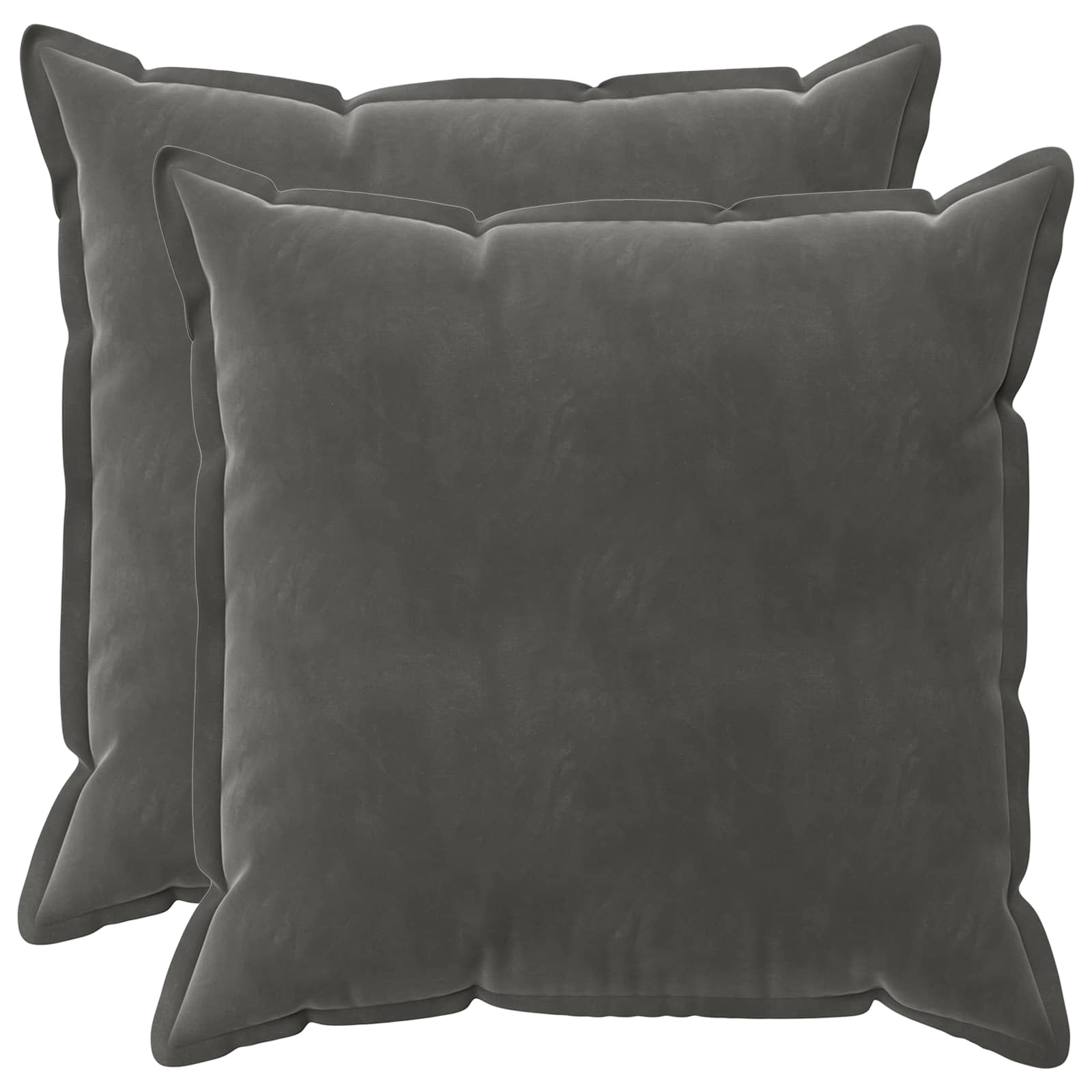 Κάλυμμα Μαξιλαριού 2 pcs HOUTEN Σκούρο Γκρι 65 x 65 εκ. Βελούδο - Pakobazaar