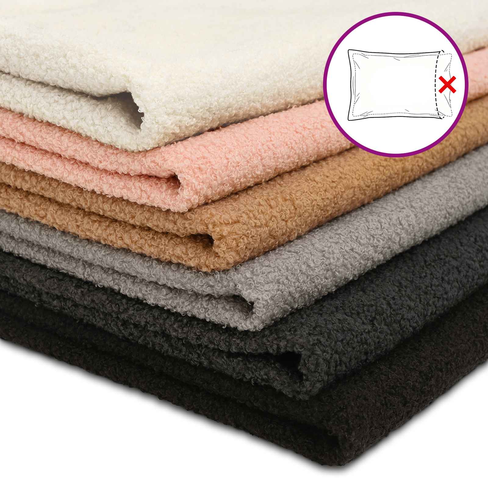 Κάλυμμα Μαξιλαριού 6 pcs HOUTEN Σκούρο Γκρι 65 x 65 εκ. Μπουκλέ - Pakobazaar