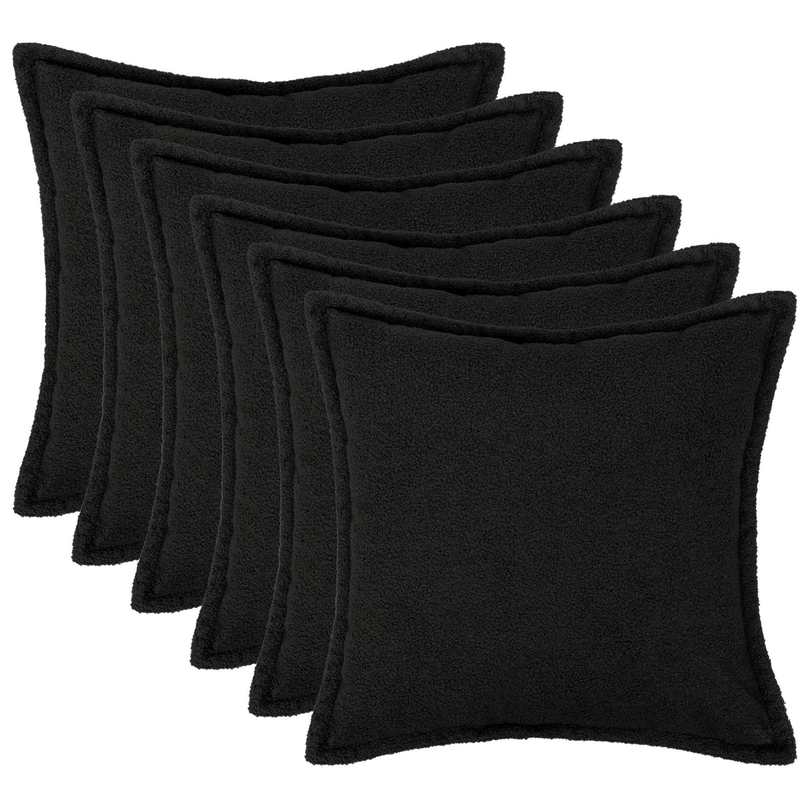 Κάλυμμα Μαξιλαριού 6 pcs HOUTEN Μαύρο 65 x 65 εκ. Μπουκλέ - Pakobazaar
