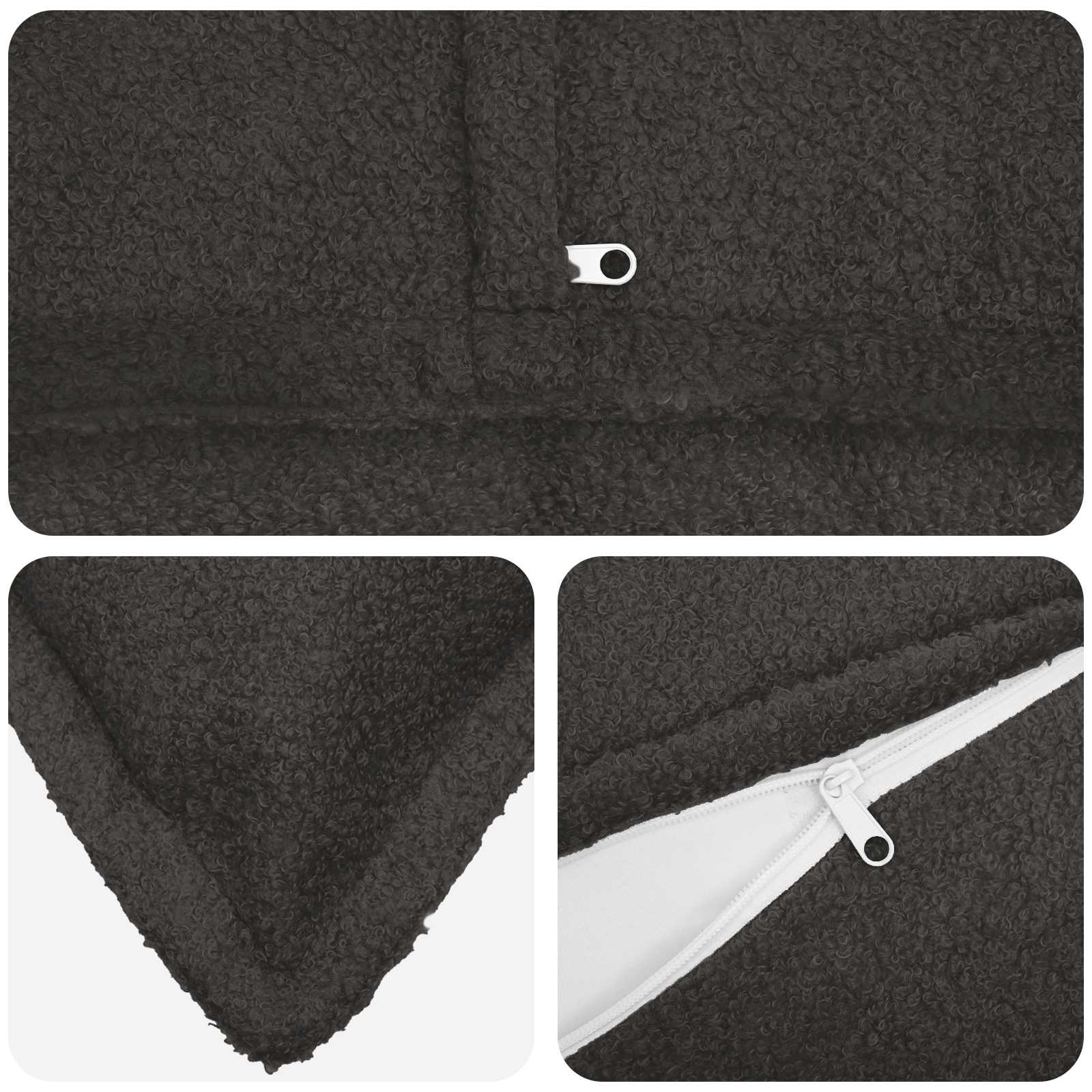 Κάλυμμα Μαξιλαριού 6 pcs HOUTEN Σκούρο Γκρι 70 x 70 cm Μπουκλέ - Pakobazaar