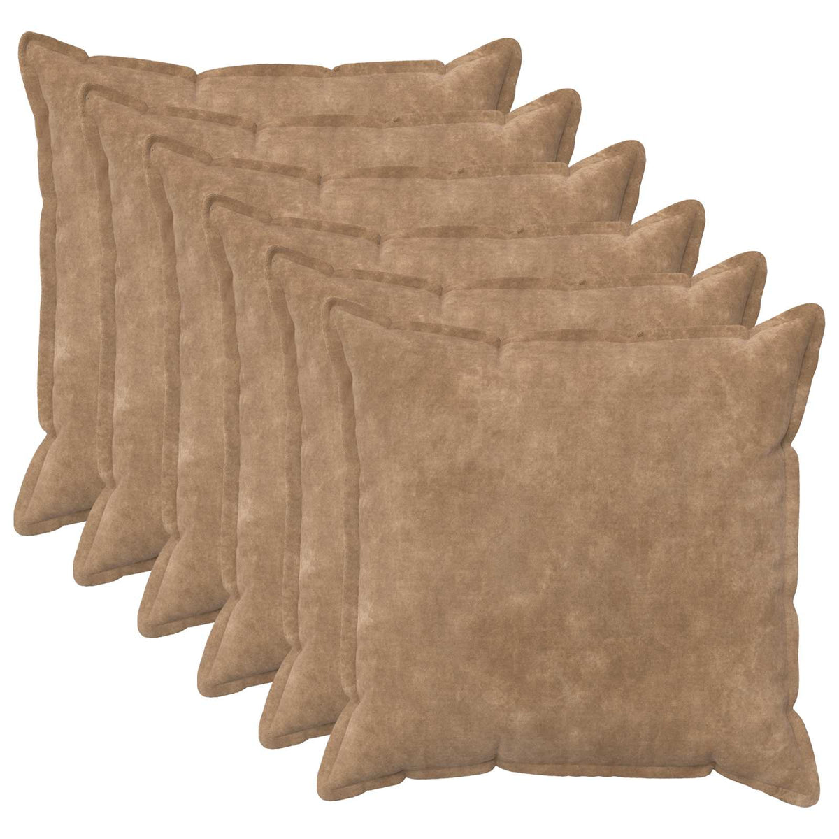 Κάλυμμα Μαξιλαριού 6 pcs HOUTEN Taupe 70 x 70 cm Μικροΐνες φλις - Pakobazaar