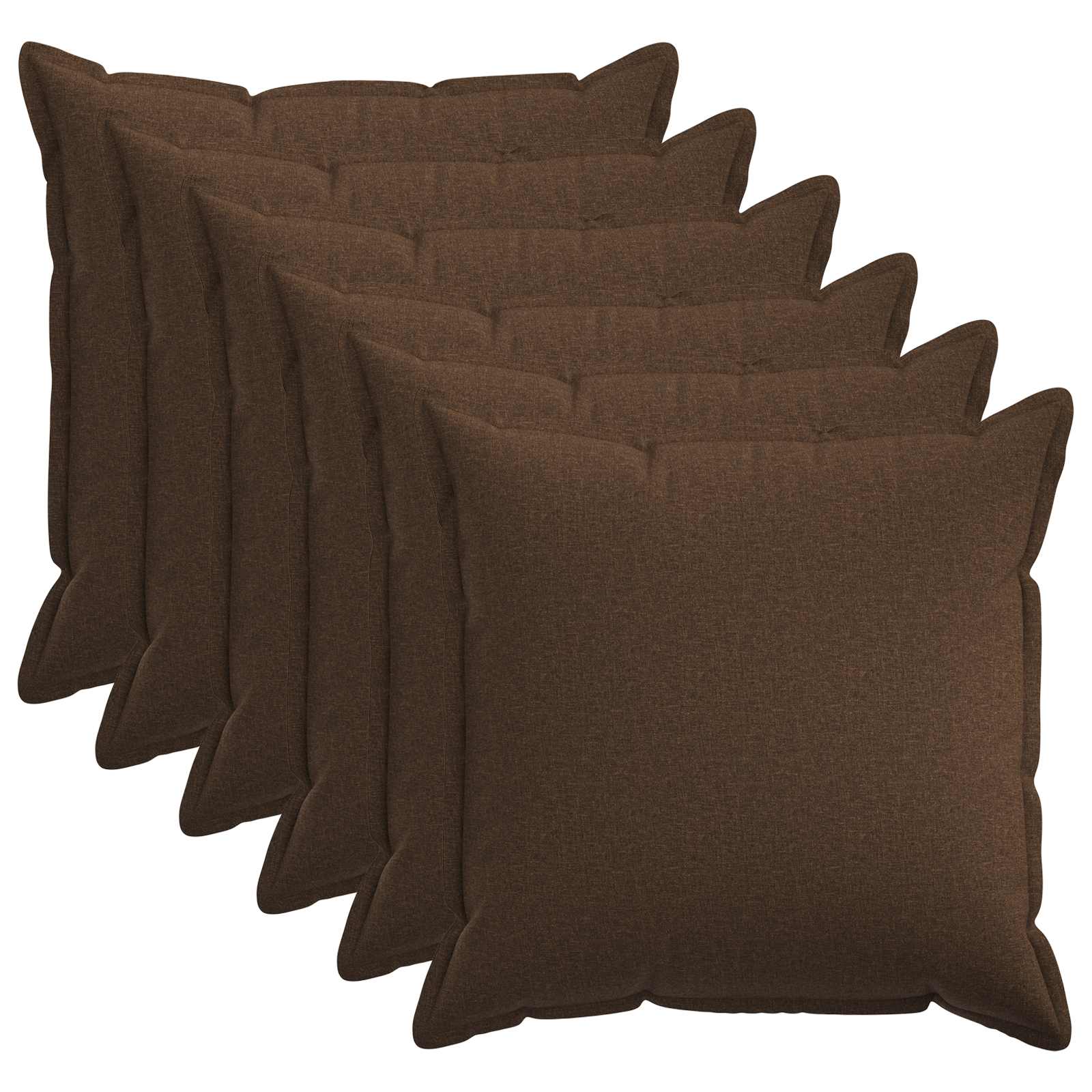 Κάλυμμα Μαξιλαριού 6 pcs HOUTEN Καφέ 80 x 80 cm Ψεύτικο Λινό - Pakobazaar