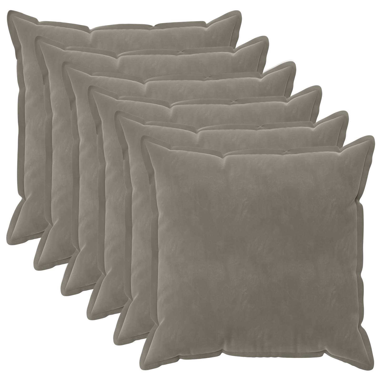 Κάλυμμα Μαξιλαριού 6 pcs HOUTEN Ανοιχτό γκρι 80 x 80 cm Βελούδο - Pakobazaar