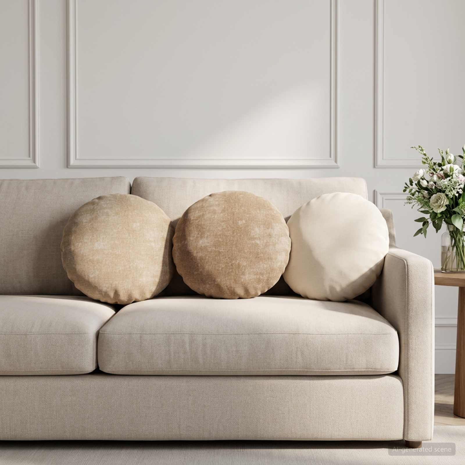 Κάλυμμα Μαξιλαριού 2 τμχ. HEERLEN Taupe Ø 40 cm Ύφασμα Chenille