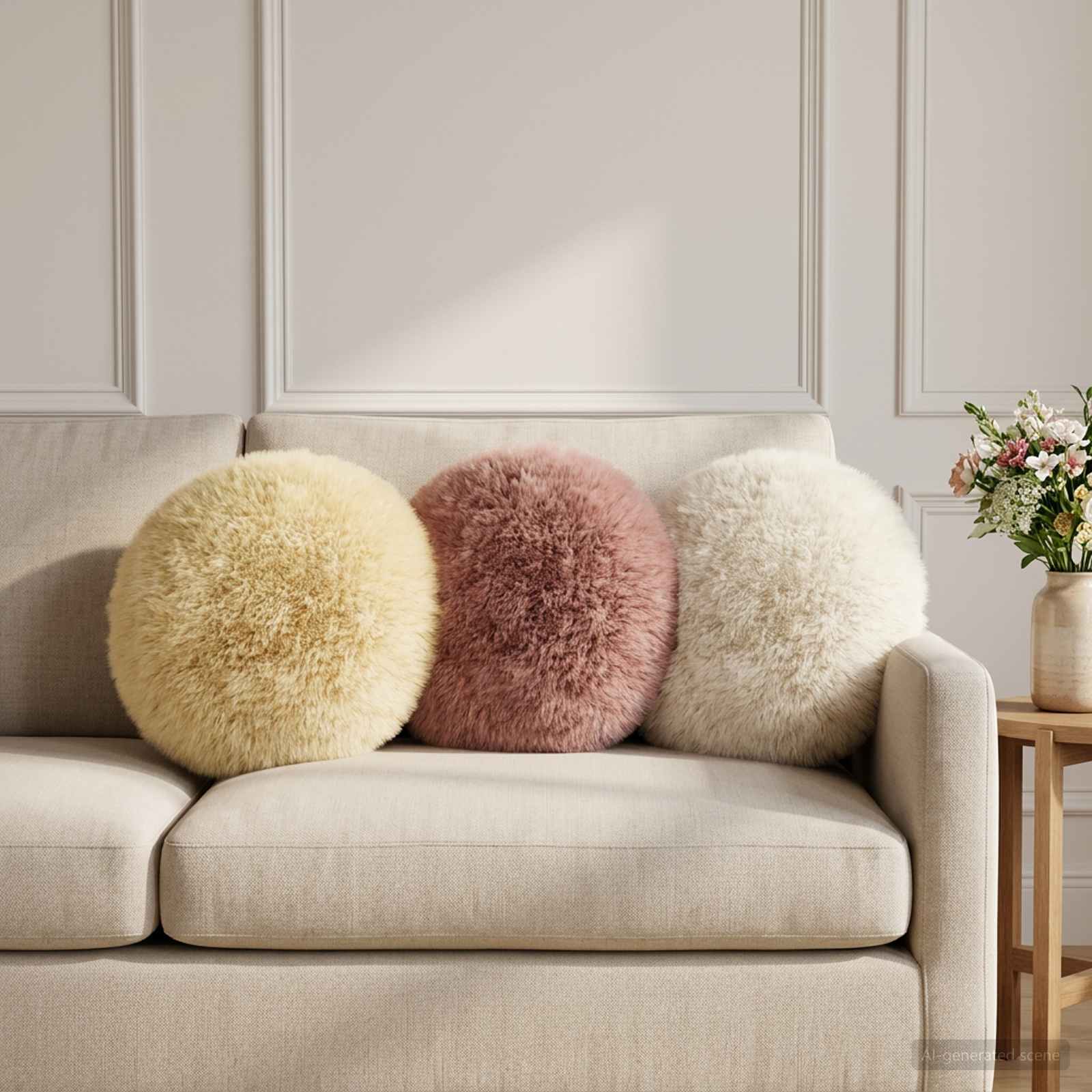 Κάλυμμα Μαξιλαριού 6 pcs HEERLEN Κρεμ Ø 30 cm PV Φλίς