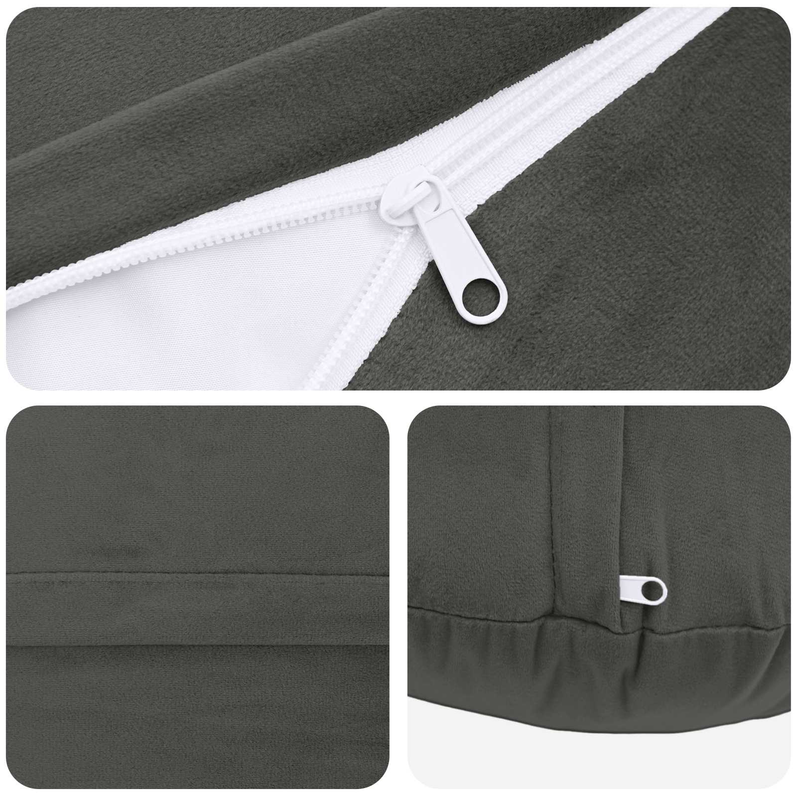 Κάλυμμα Μαξιλαριού 6 pcs HEERLEN Σκούρο Γκρι Ø 40 cm Βελούδο - Pakobazaar