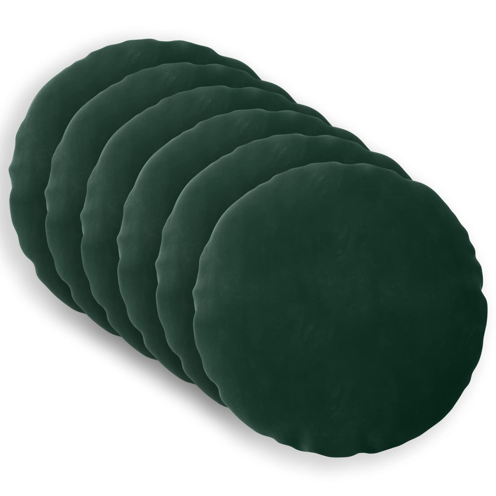 Κάλυμμα Μαξιλαριού 6 pcs HEERLEN Σκούρο Πράσινο Ø 40 cm Βελούδο - Pakobazaar