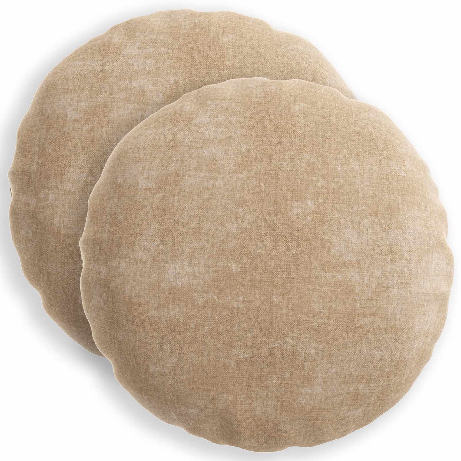Κάλυμμα Μαξιλαριού 2 τμχ. HEERLEN Taupe Ø 40 cm Ύφασμα Chenille