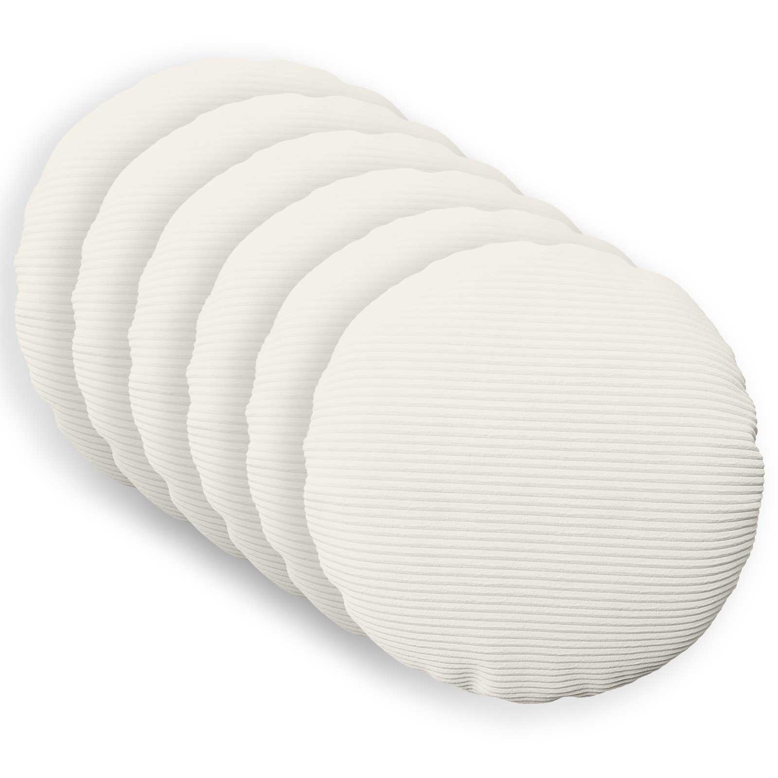 Κάλυμμα Μαξιλαριού 6 pcs HEERLEN Κρεμ Ø 60 cm κορντουρόι - Pakobazaar