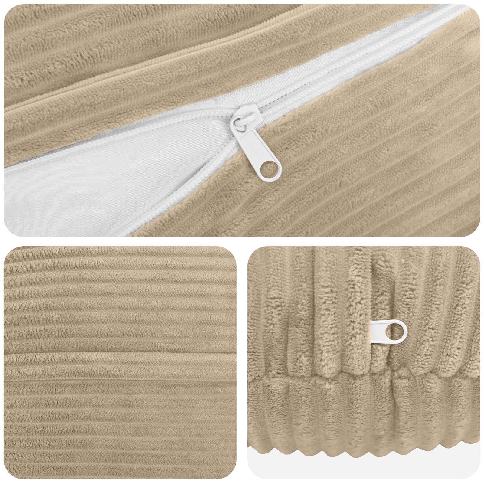 Κάλυμμα Μαξιλαριού 2 pcs HEERLEN Taupe Ø 60 cm κορντουρόι