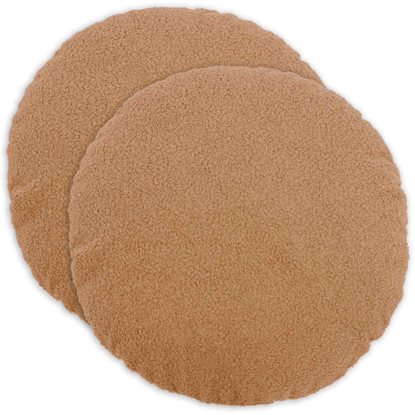 Κάλυμμα Μαξιλαριού 2 pcs HEERLEN Μπεζ Ø 60 cm Μπουκλέ - Pakobazaar