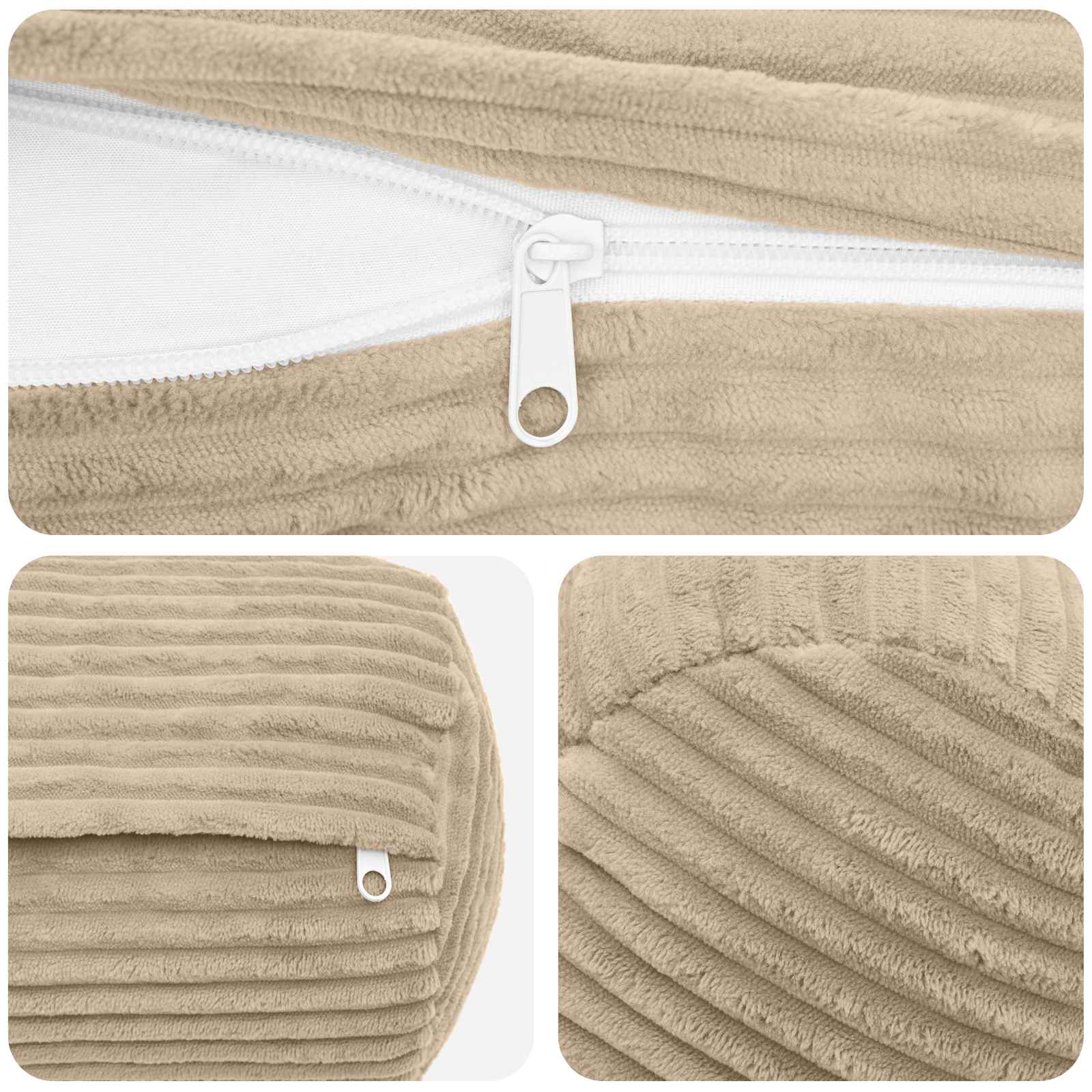 Κάλυμμα Μαξιλαριού 2 pcs HEERLEN Taupe Ø 15 x 40 εκ κορντουρόι - Pakobazaar