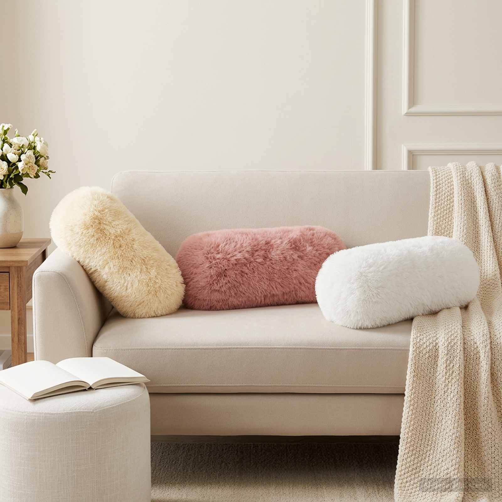 Κάλυμμα Μαξιλαριού 2 pcs HEERLEN Λευκό Ø 15 x 40 εκ PV Φλίς - Pakobazaar