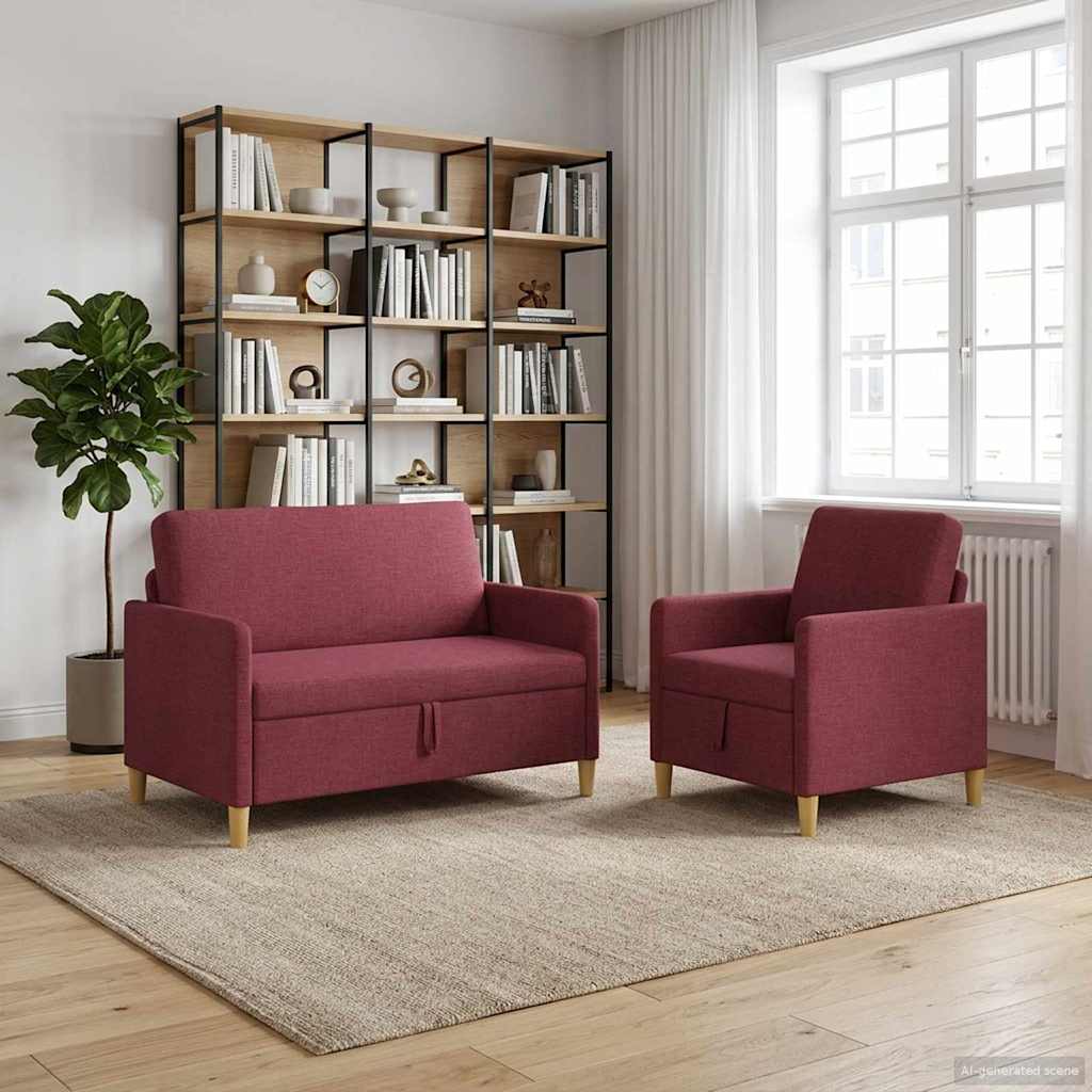 Σαλονάκι Σετ Με Αποθηκευτικό Χώρο 2 pcs Κόκκινο Πολυεστέρας