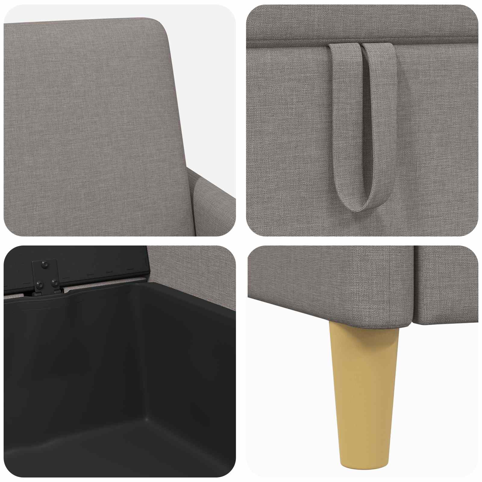 Σαλονάκι Σετ Με Αποθηκευτικό Χώρο 2 pcs Taupe Πολυεστέρας