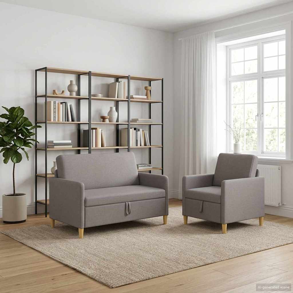 Σαλονάκι Σετ Με Αποθηκευτικό Χώρο 2 pcs Taupe Πολυεστέρας