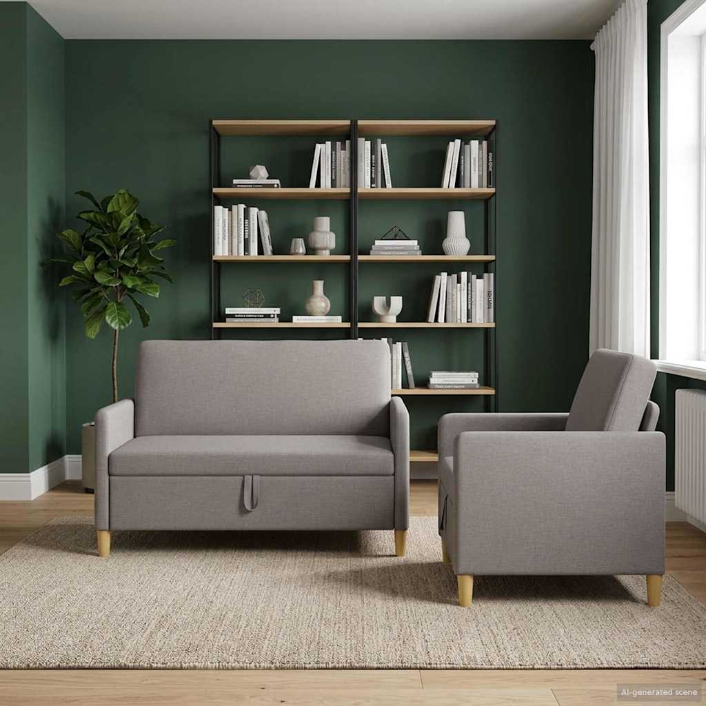 Σαλονάκι Σετ Με Αποθηκευτικό Χώρο 2 pcs Taupe Πολυεστέρας
